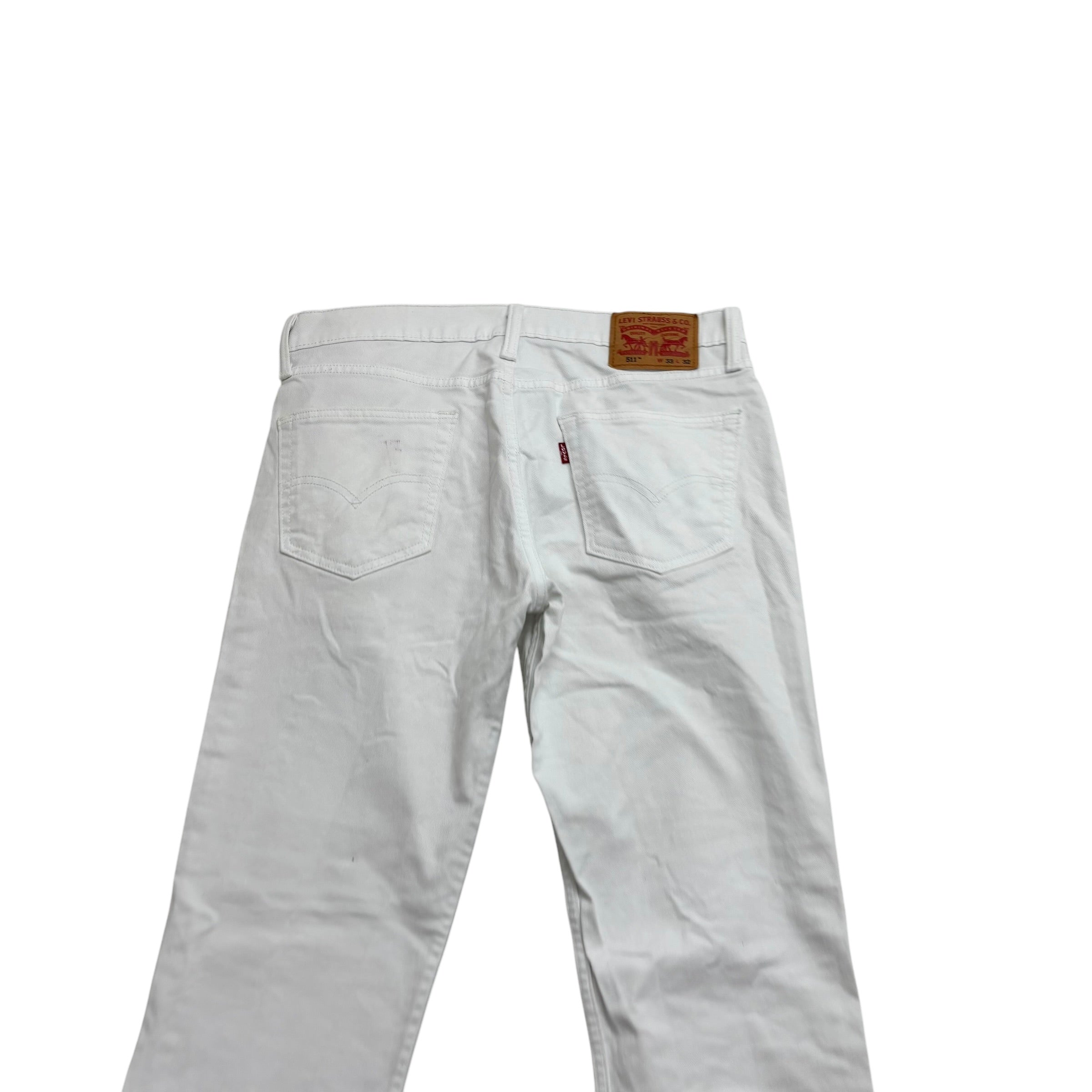 Levis 511 Jeans W33 L32 Mens White Slim Fit Stretch Denim
