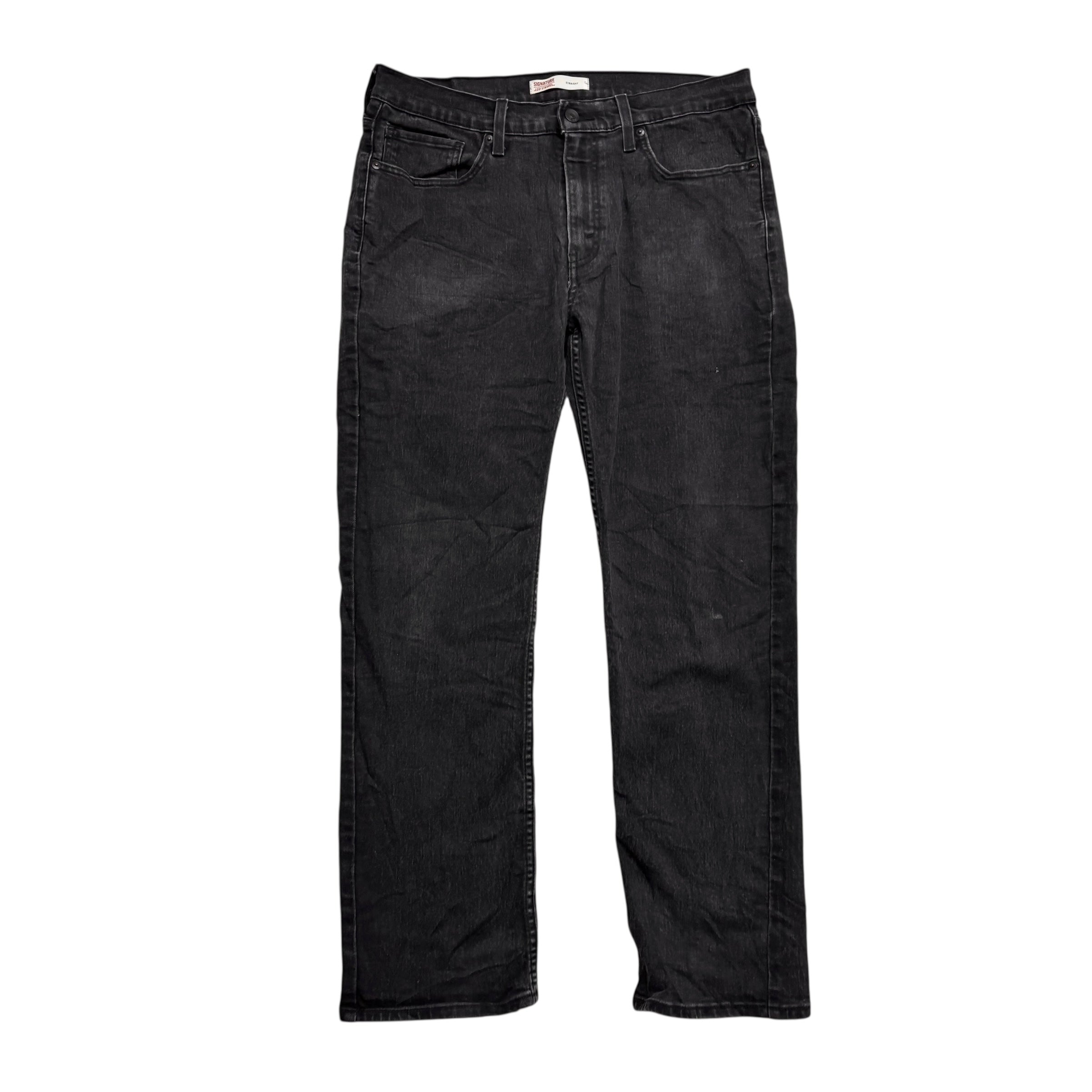 Levis Signature Jeans W33 L29 Mens Black Regular Straight Stretch Denim