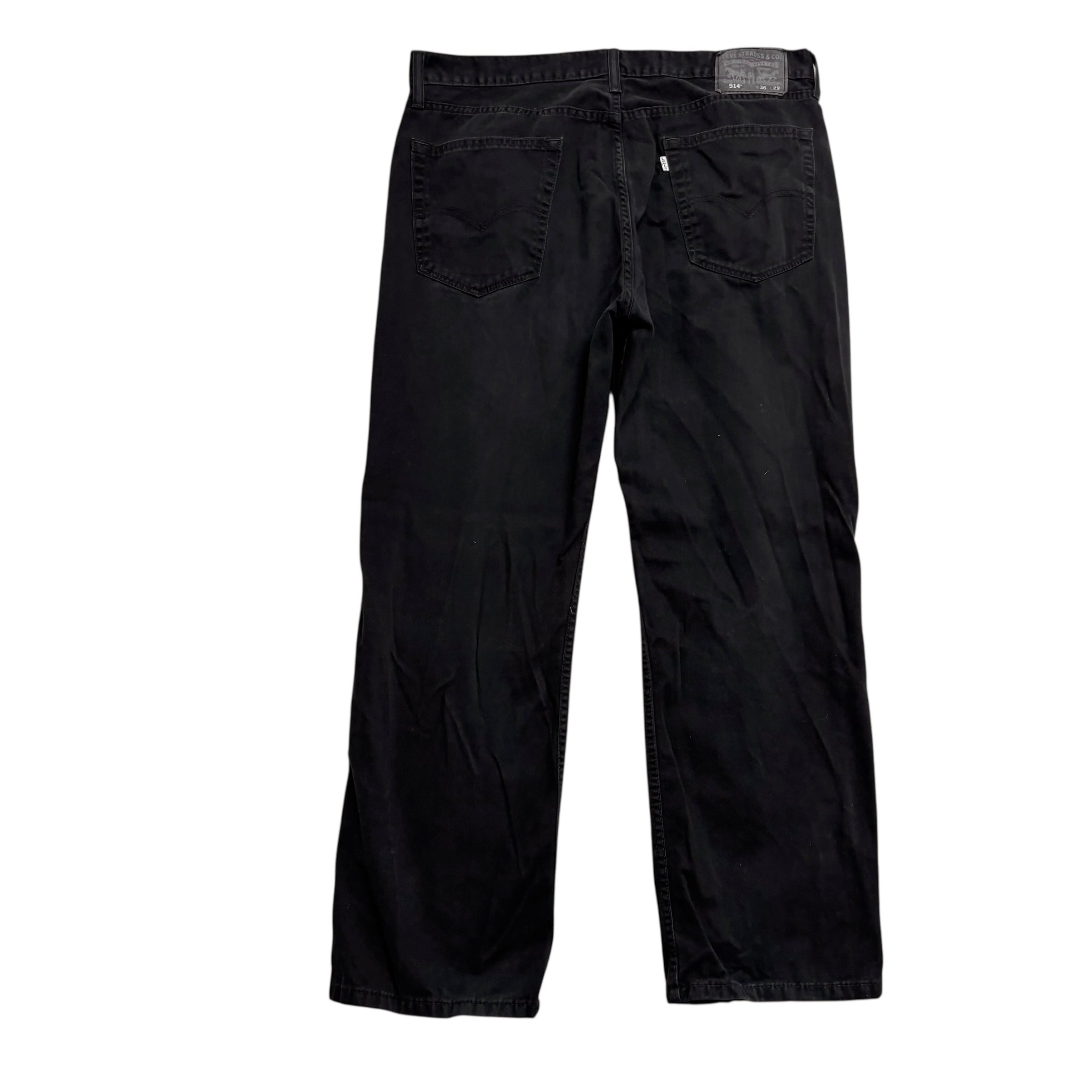 Levis 514 Trousers W36 L29 Mens Black Regular Straight Fit Cotton Pants (E)