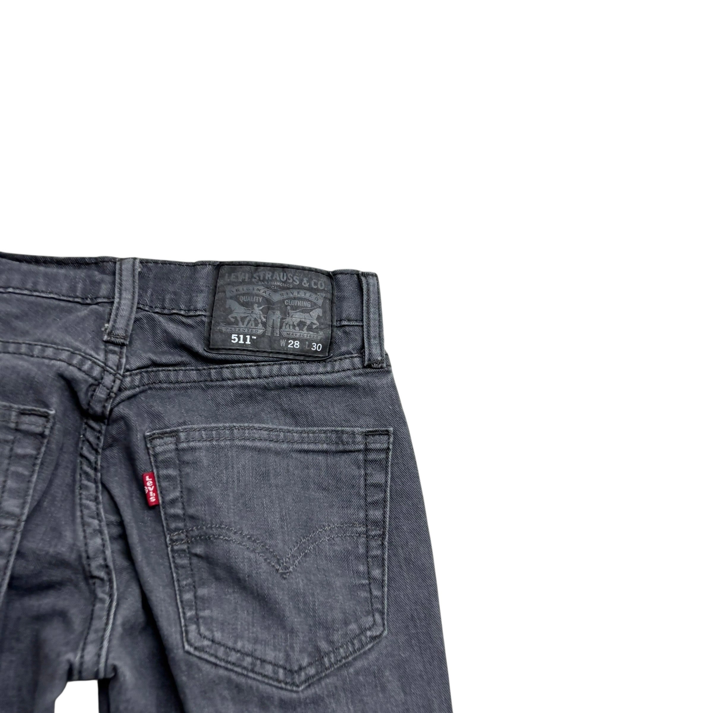 Levis 511 Jeans W26 L29 Mens Grey Slim Fit Stretch Denim (E)