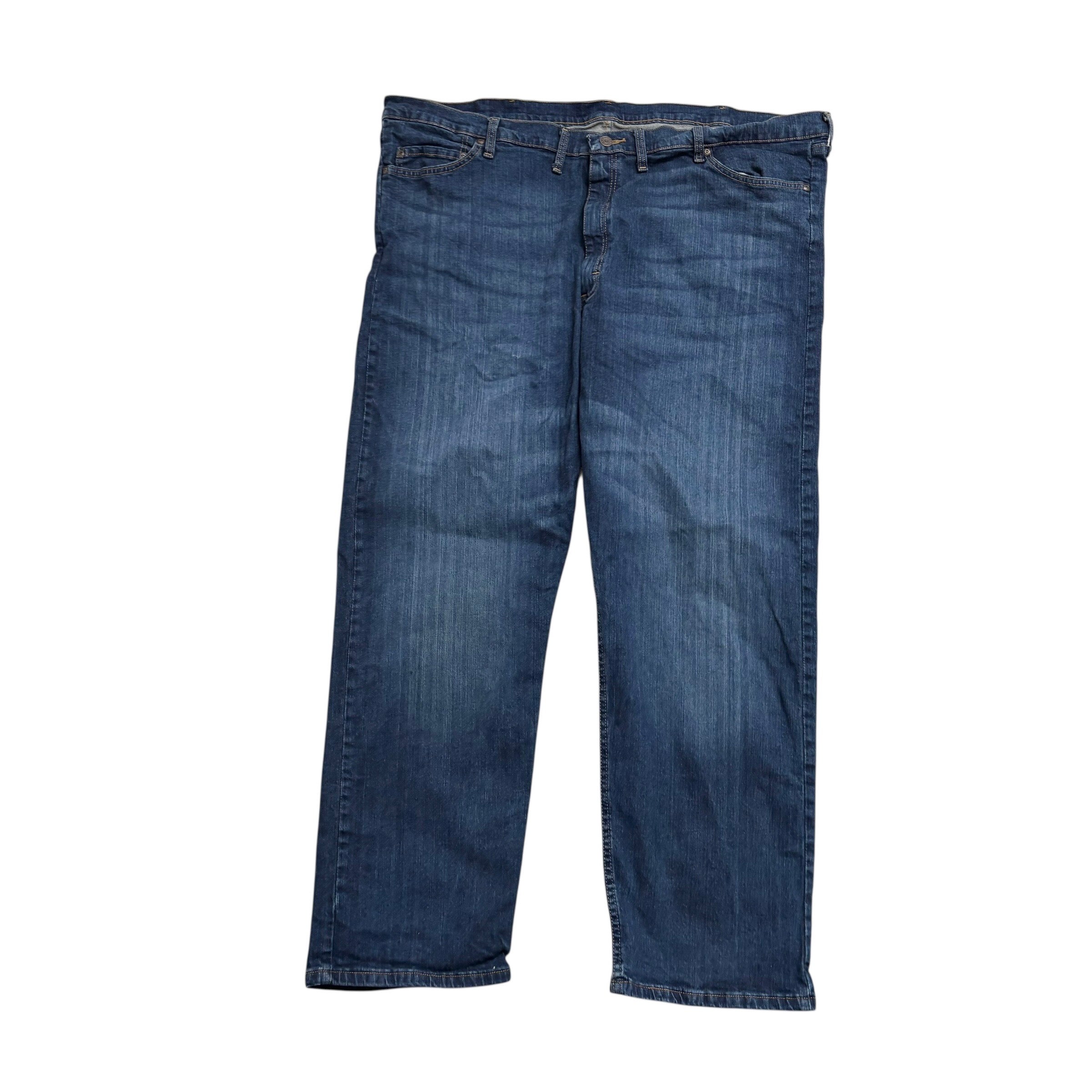 Wrangler Jeans W48 L30 Mens Dark Blue Relaxed Straight Fit Stretch Denim (E)