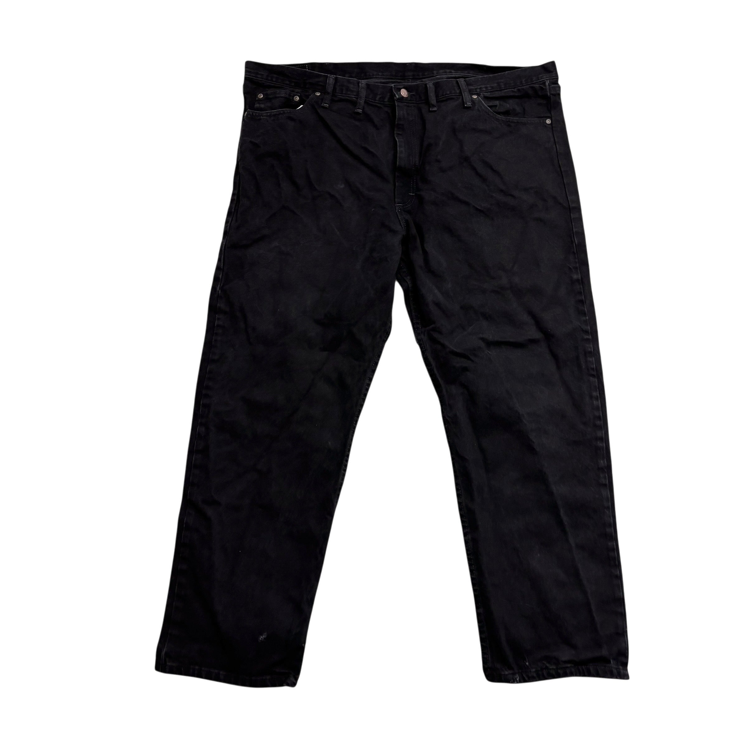 Wrangler Jeans W46 L30 Mens Black Relaxed Straight Fit Denim (F)