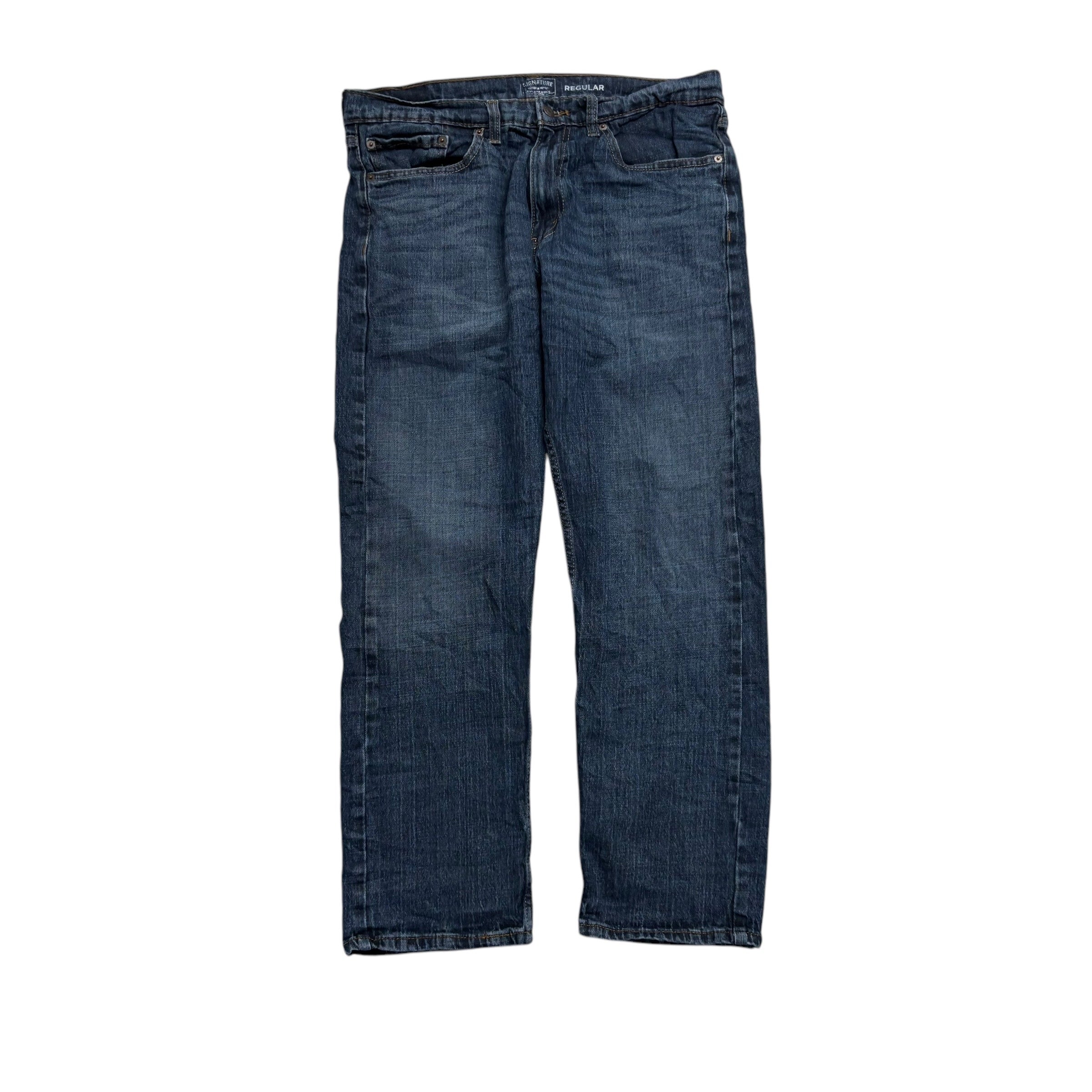 Levis Signature Jeans W34 L29 Mens Dark Blue Regular Straight Stretch Denim (E)