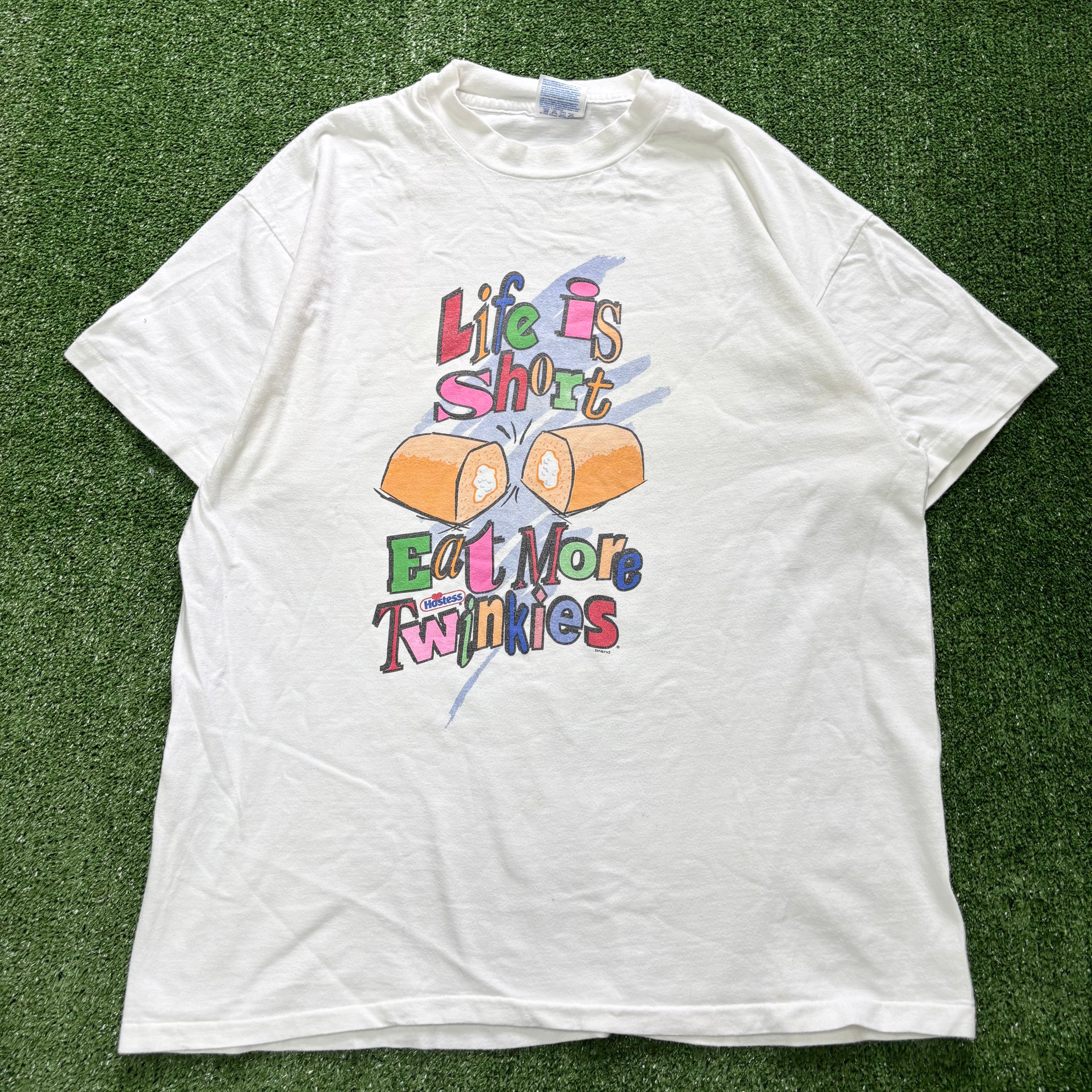 Vintage T Shirt Mens XL White Single Stitch Graphic Print 90s Twinkies (E)