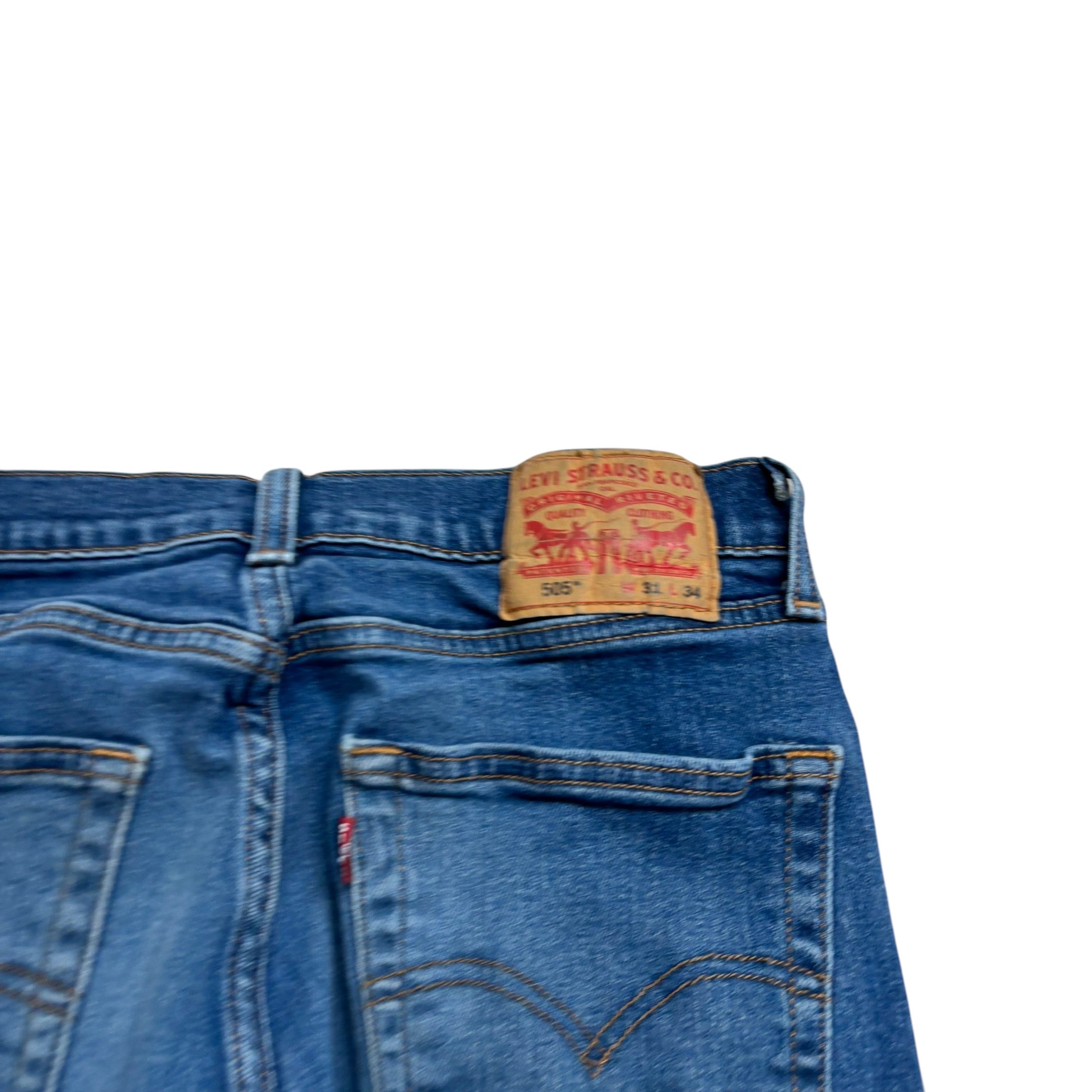 Levis 505 Jeans W30 L33 Mens Mid Blue Regular Straight Fit Stretch Denim