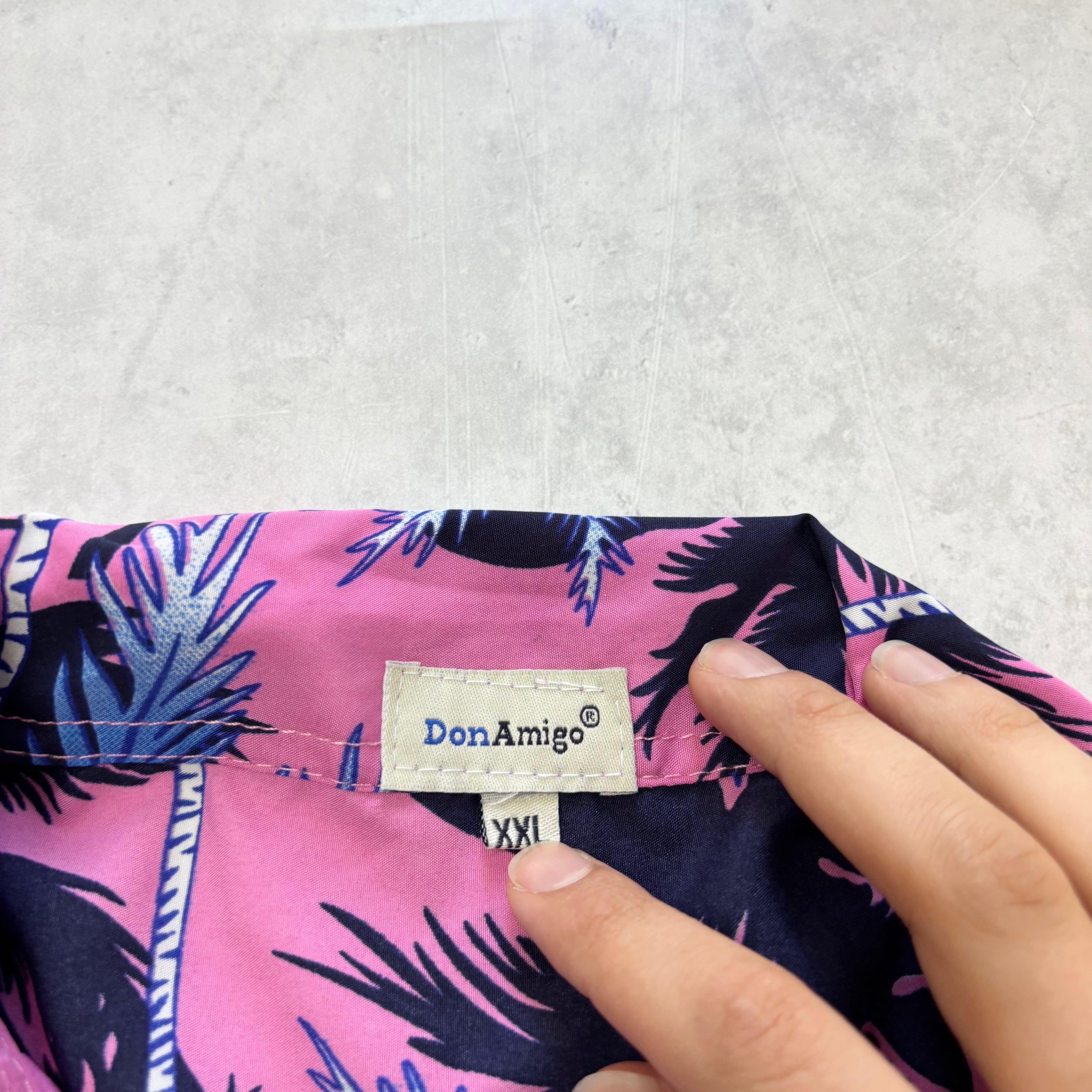 Hawaiian Shirt Mens XXL Pink Floral Aloha Short Sleeve Polyester (E)
