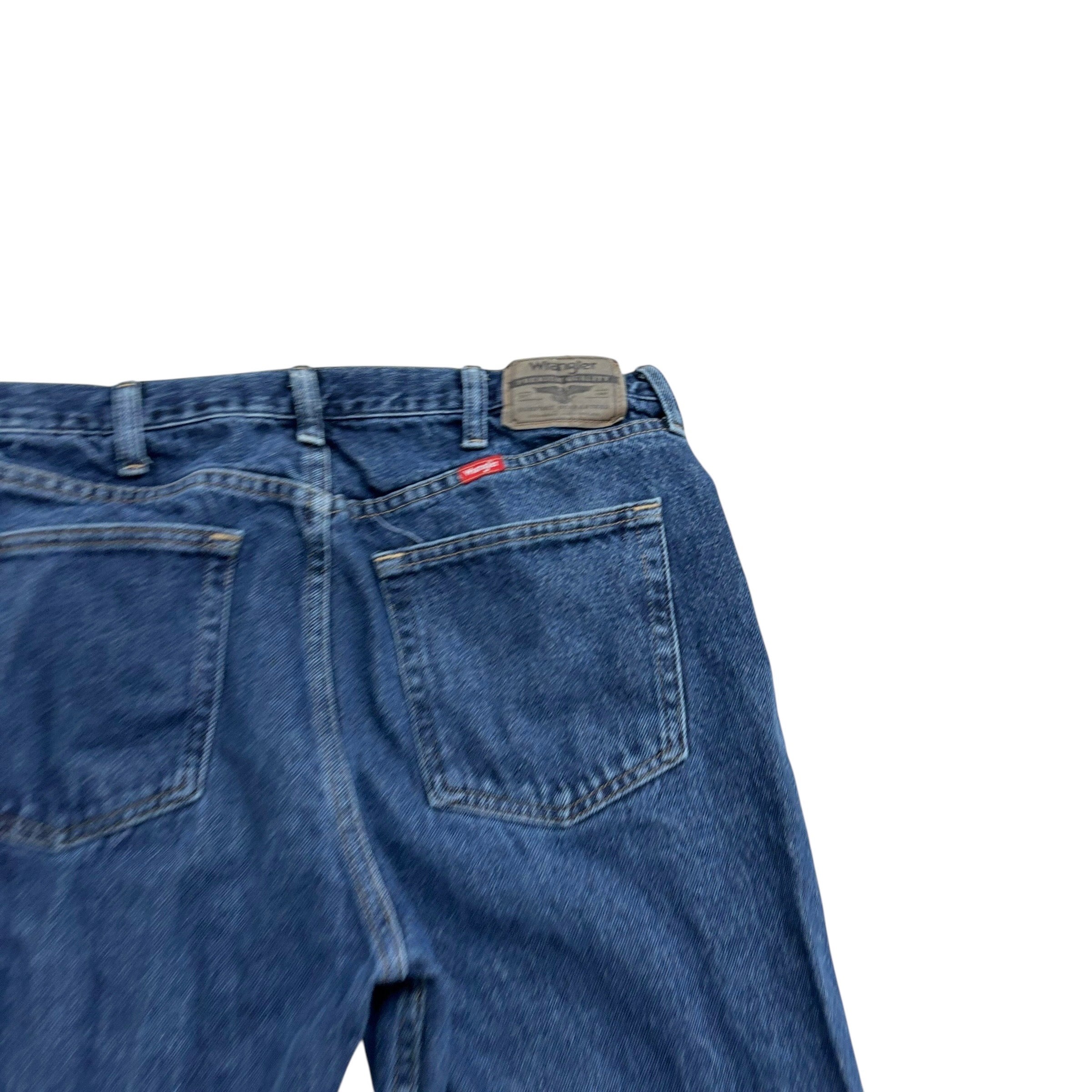 Wrangler Jeans W34 L30 Mens Mid Blue Regular Straight Fit Denim