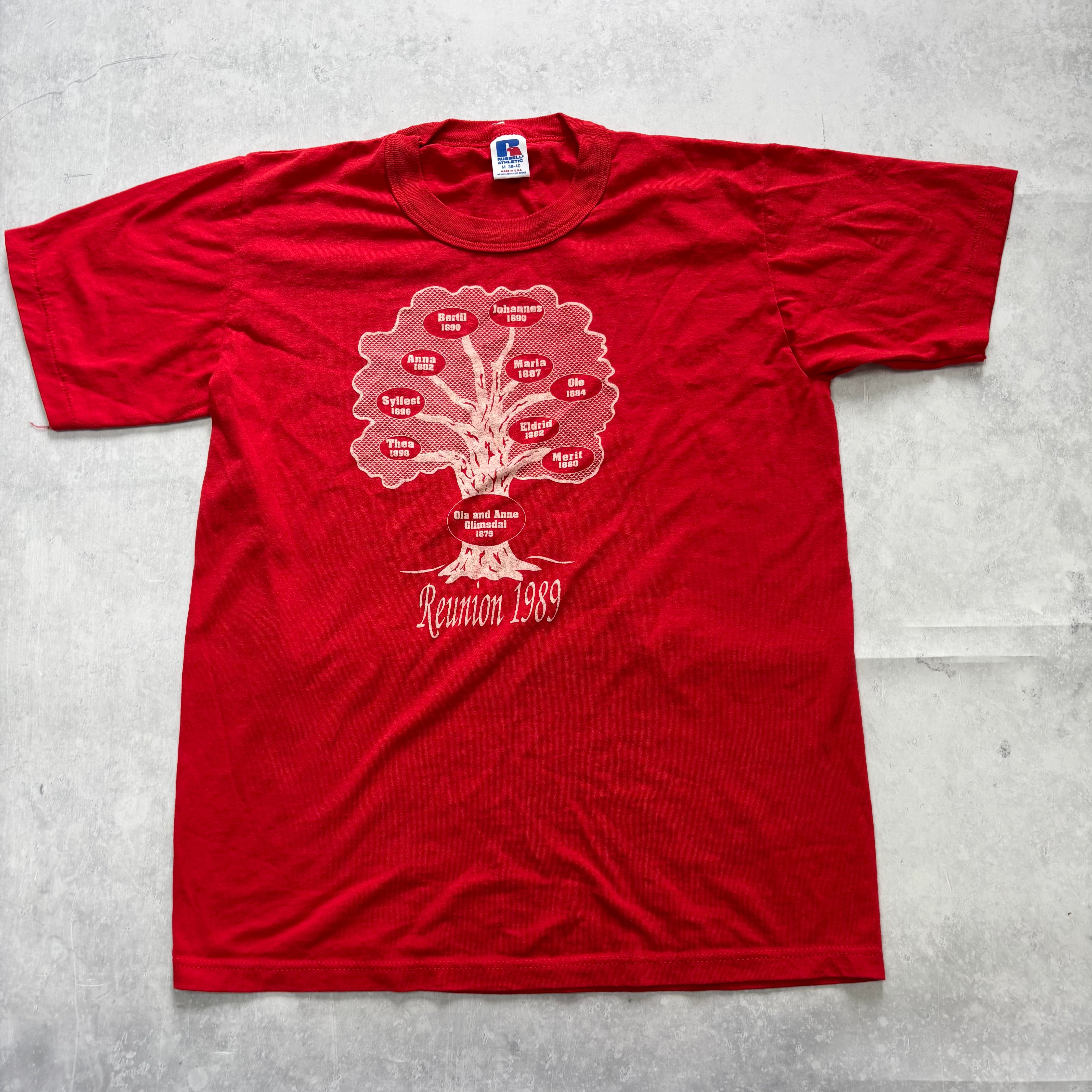 Vintage T Shirt Mens Small Red Single Stitch Graphic Print 90s Reunion (E)