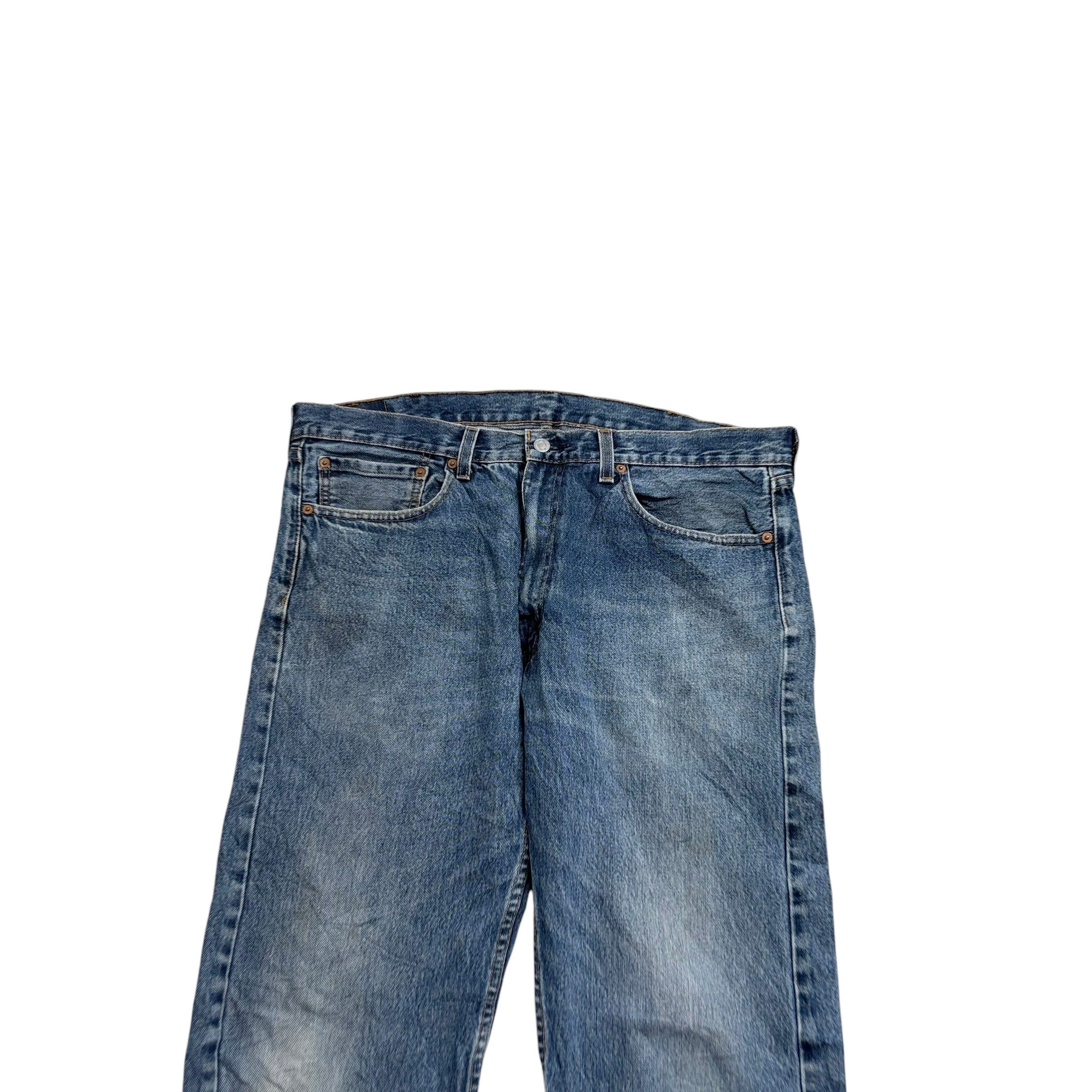 Levis 505 Jeans W38 L34 Mens Mid Blue Regular Straight Fit Denim