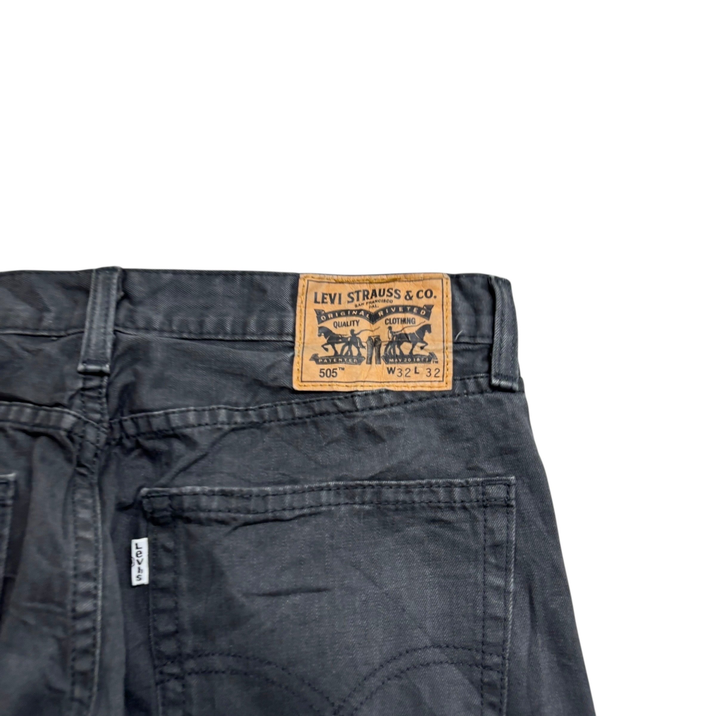 Levis 505 Trousers W32 L32 Mens Grey Regular Straight Fit Cotton Pants (E)