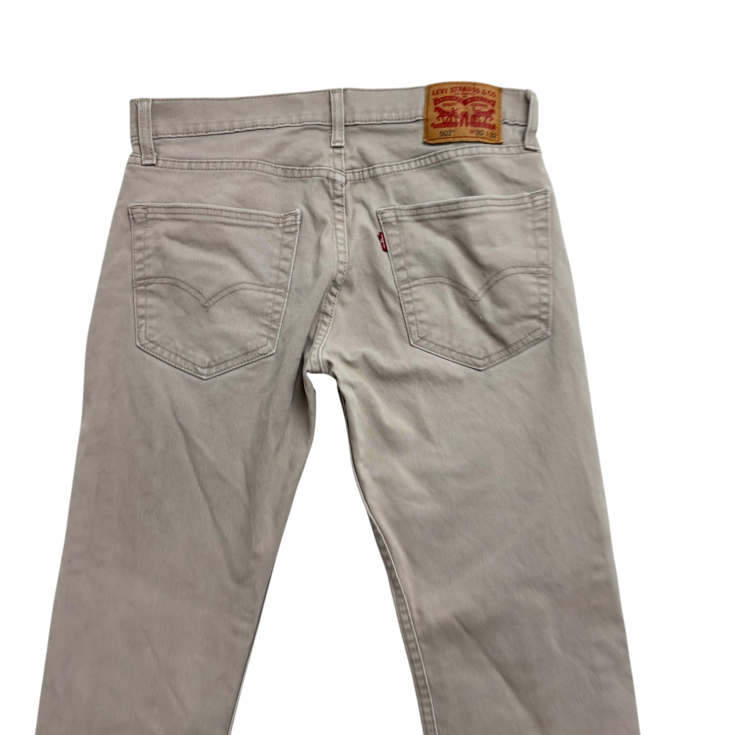 Levis 502 Jeans W30 L30 Mens Beige Regular Tapered Fit Stretch Denim