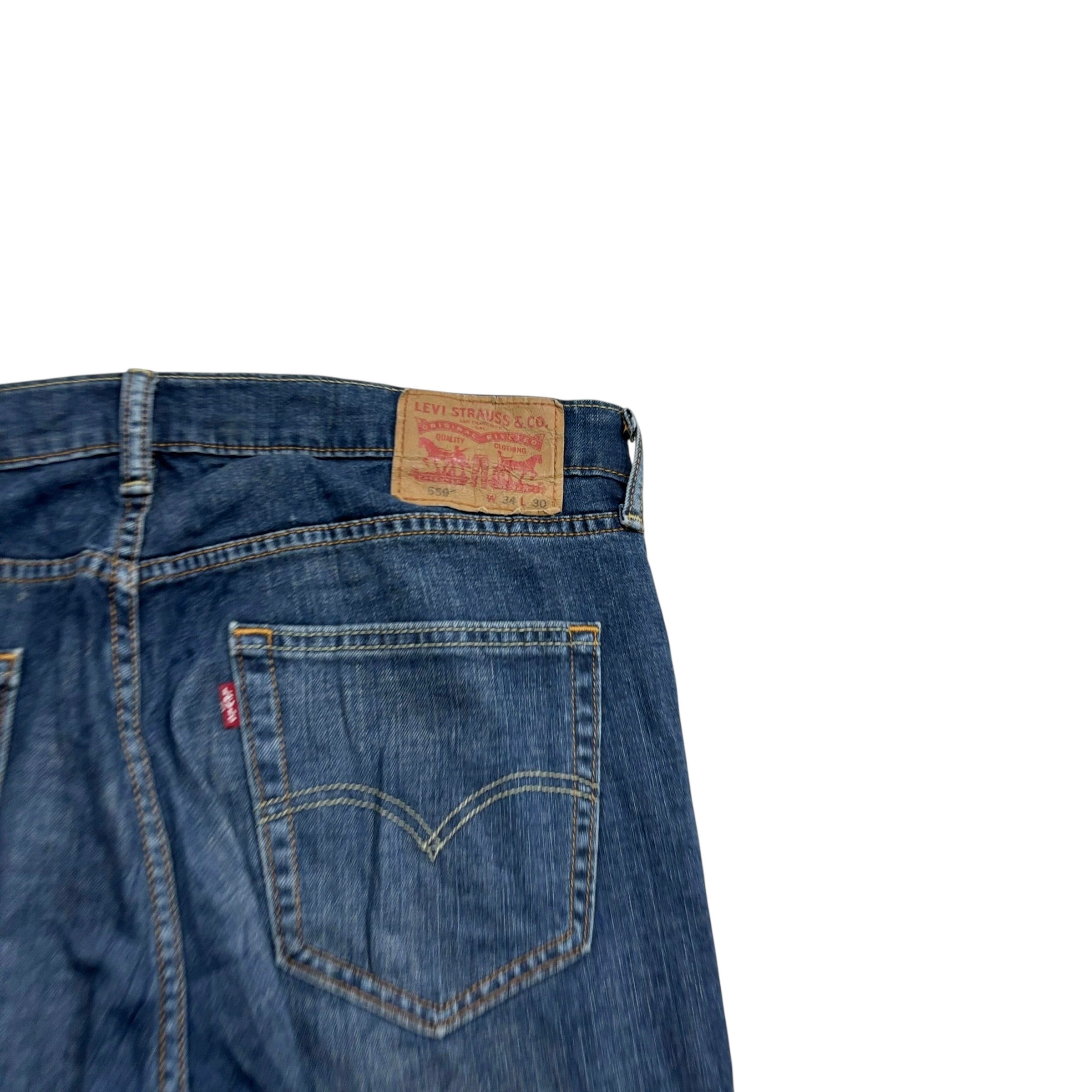 Levis 559 Jeans W34 L30 Mens Dark Blue Baggy Relaxed Straight Stretch Denim (E)