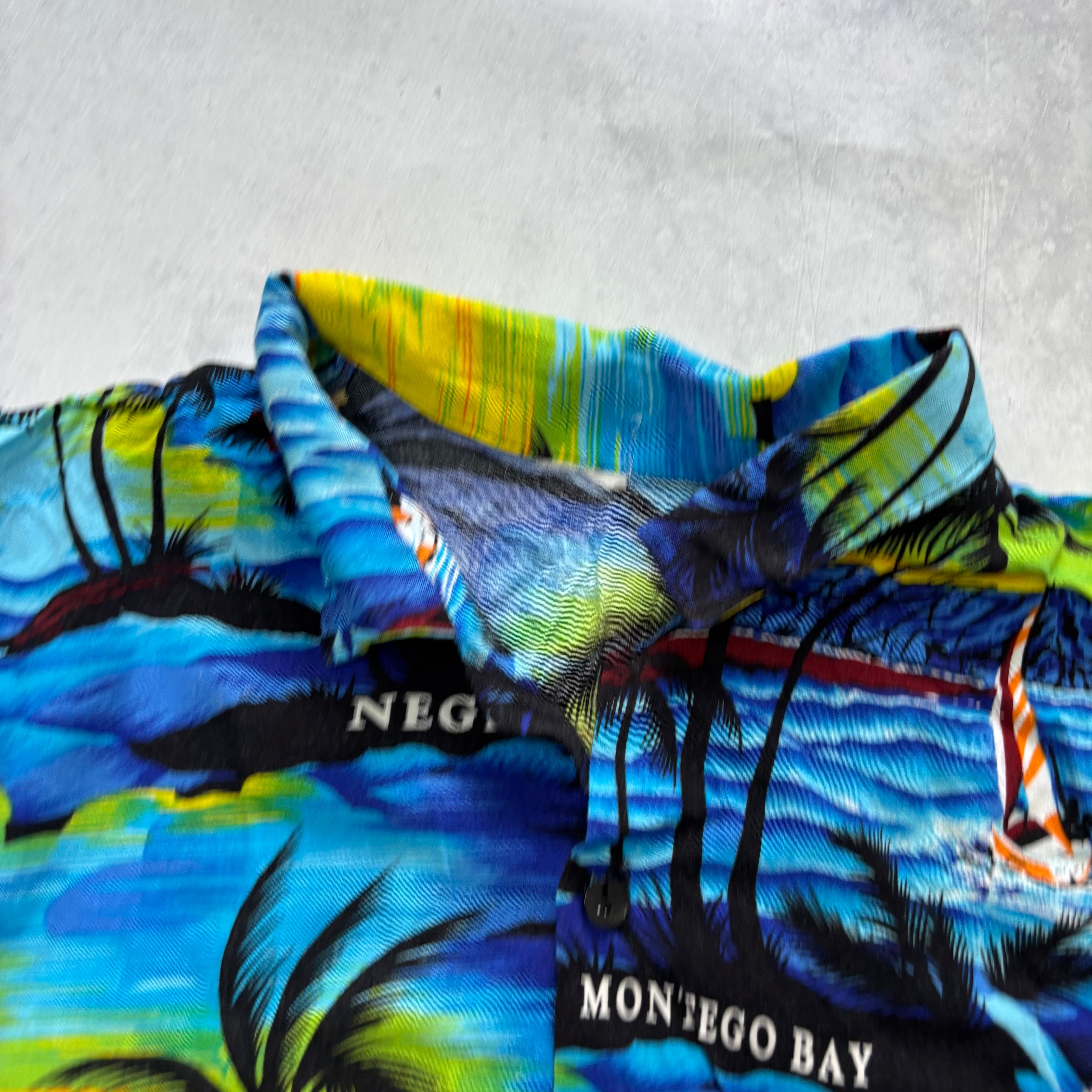 Vintage Hawaiian Shirt Mens Small Blue Floral Aloha Short Sleeve (E)