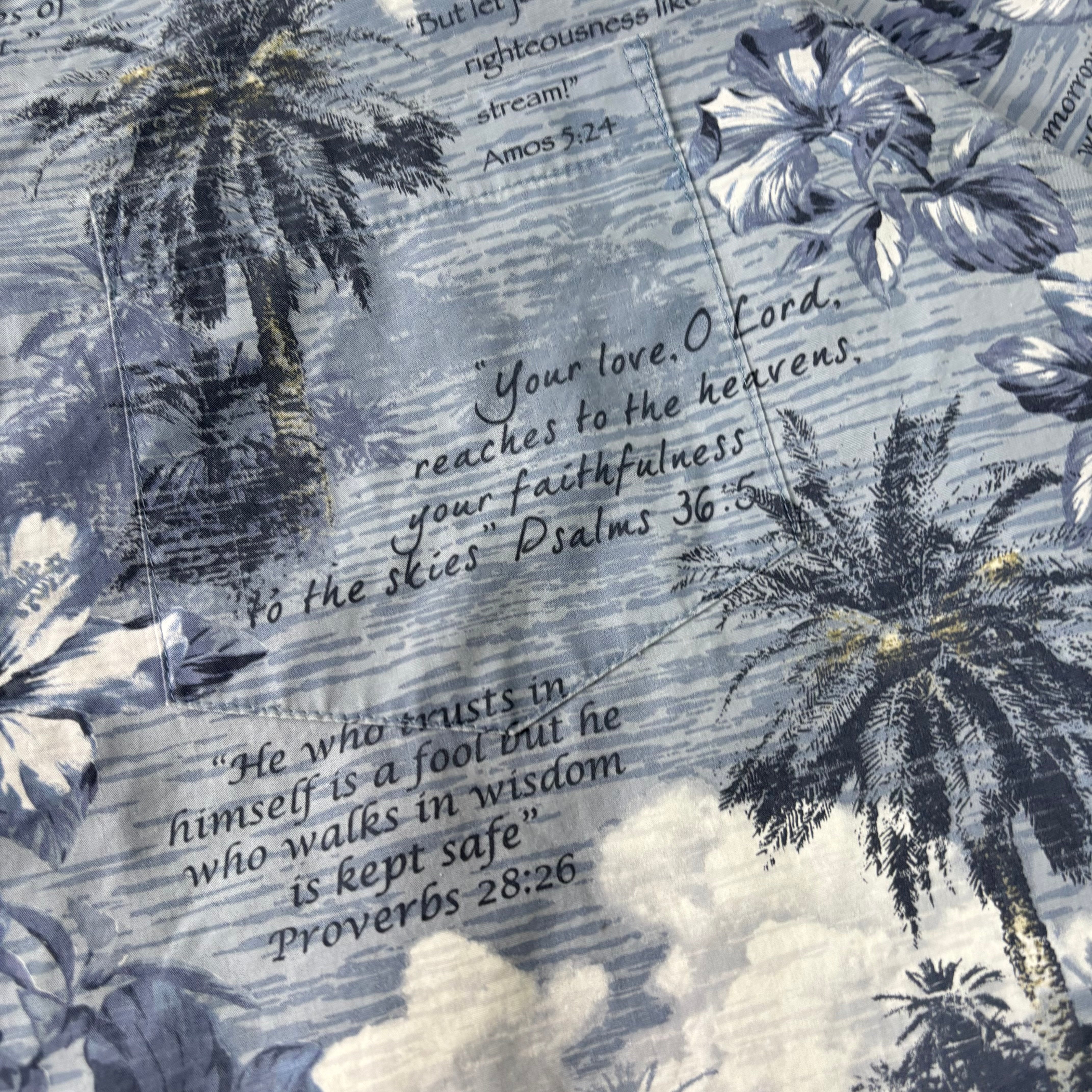 Vintage Hawaiian Shirt Mens XL Blue Floral Aloha Short Sleeve Go Barefoot (E)