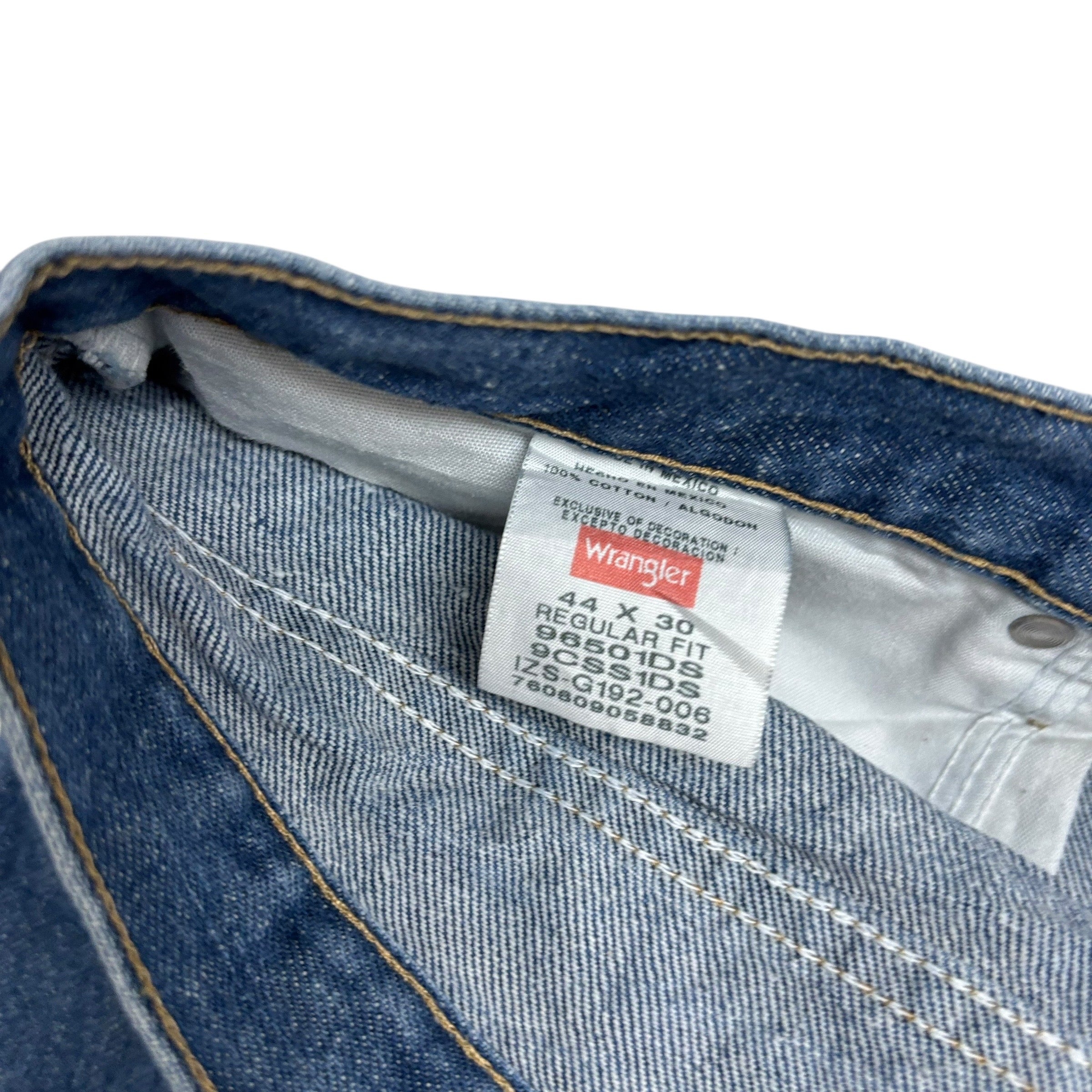 Wrangler Jeans W44 L30 Mens Mid Blue Regular Straight Fit Denim (E)