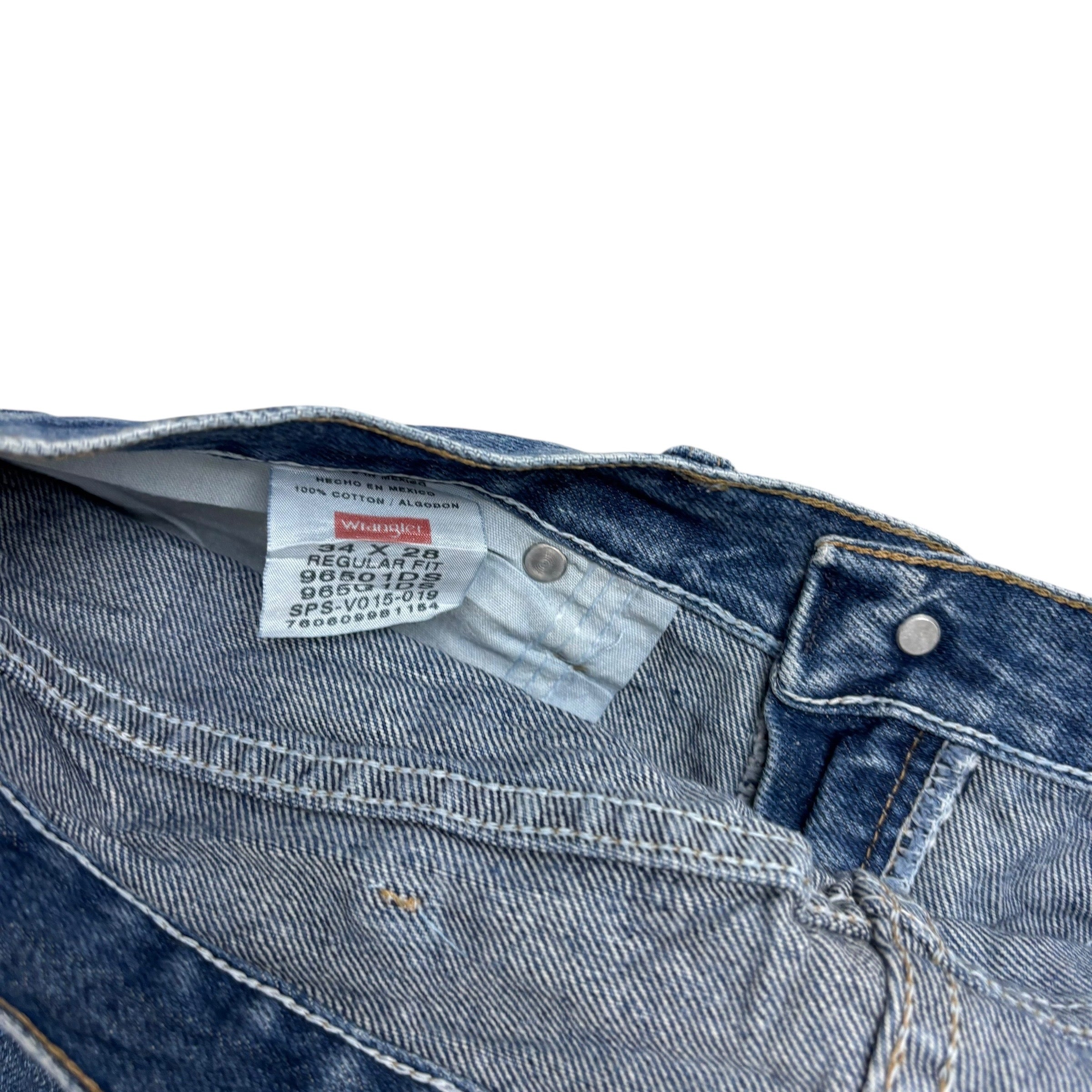 Wrangler Jeans W34 L28 Mens Mid Blue Regular Straight Fit Denim (E)