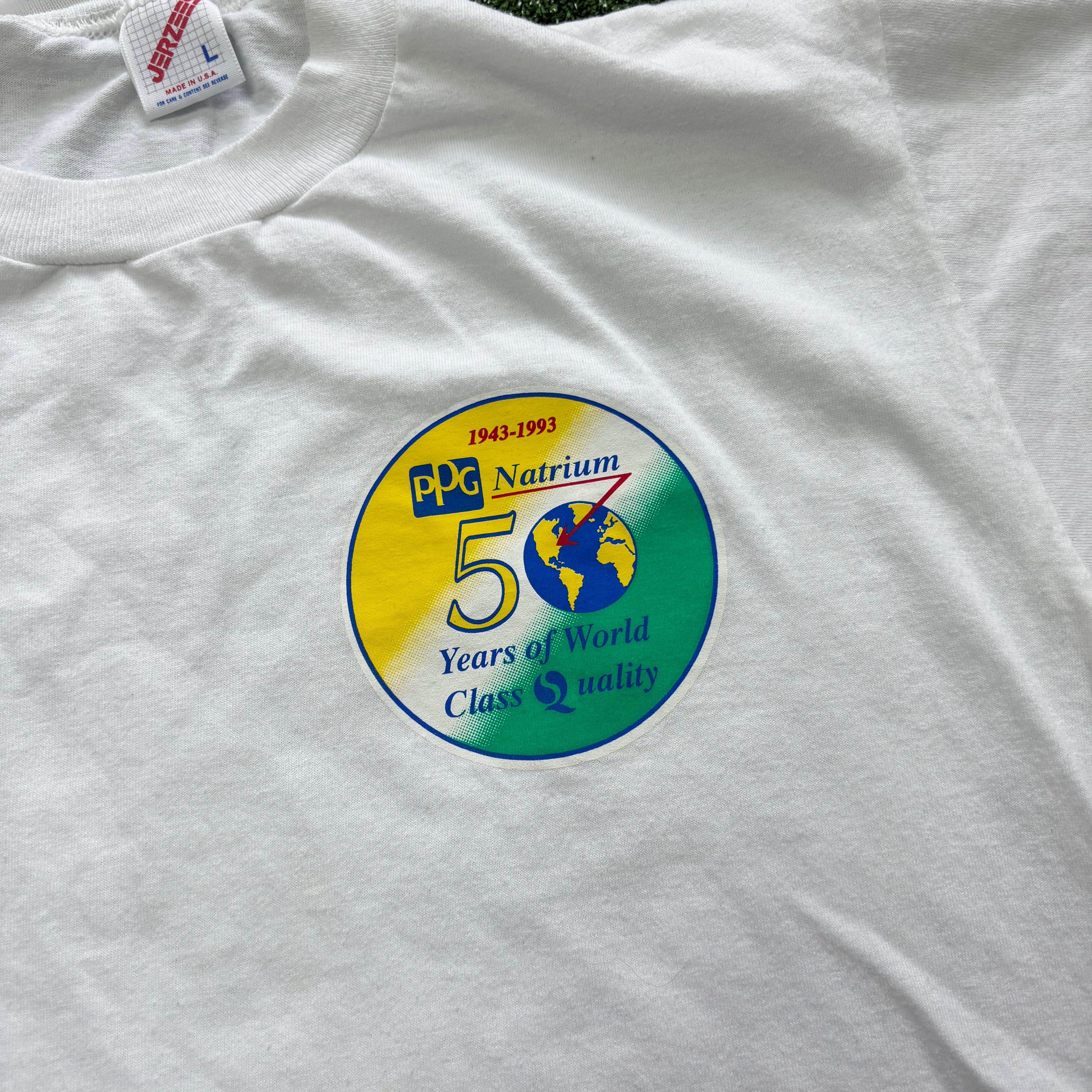 Vintage T Shirt Mens Large White Single Stitch Graphic Print 90s USA