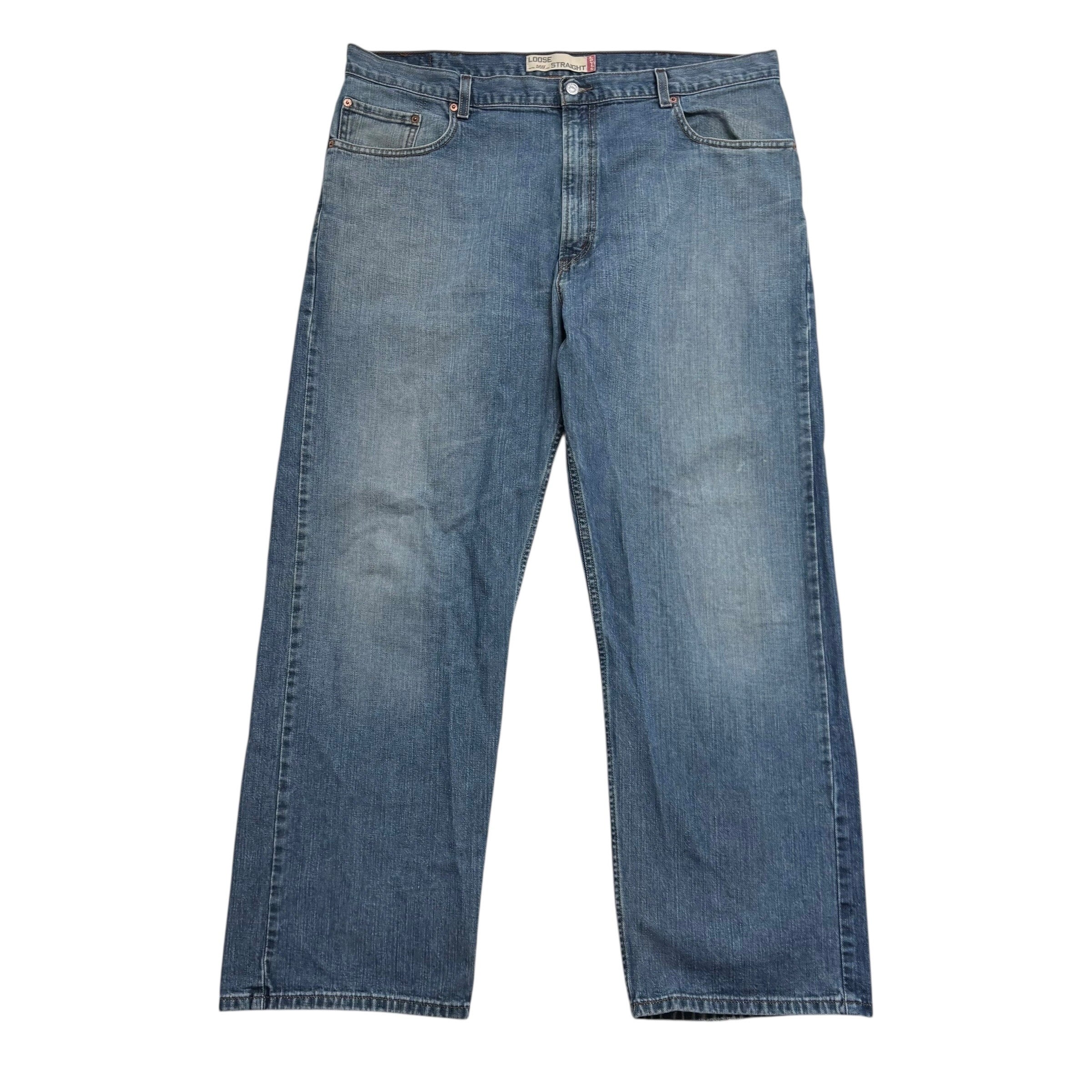 Levis 569 Jeans W42 L32 Mens Mid Blue Baggy Relaxed Straight Vintage Denim (F)