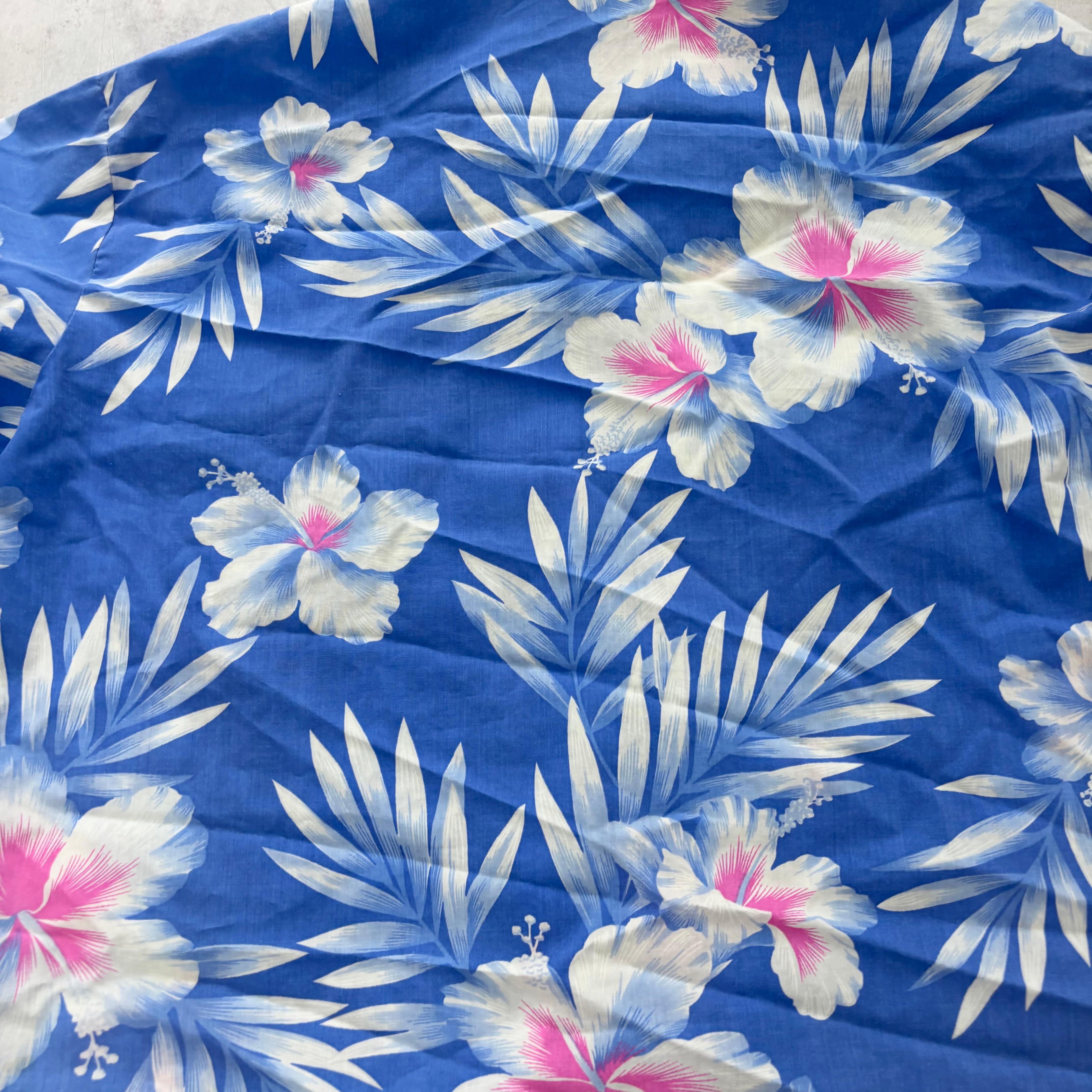 Vintage Hawaiian Shirt Mens XL Blue Floral Aloha Short Sleeve (E)