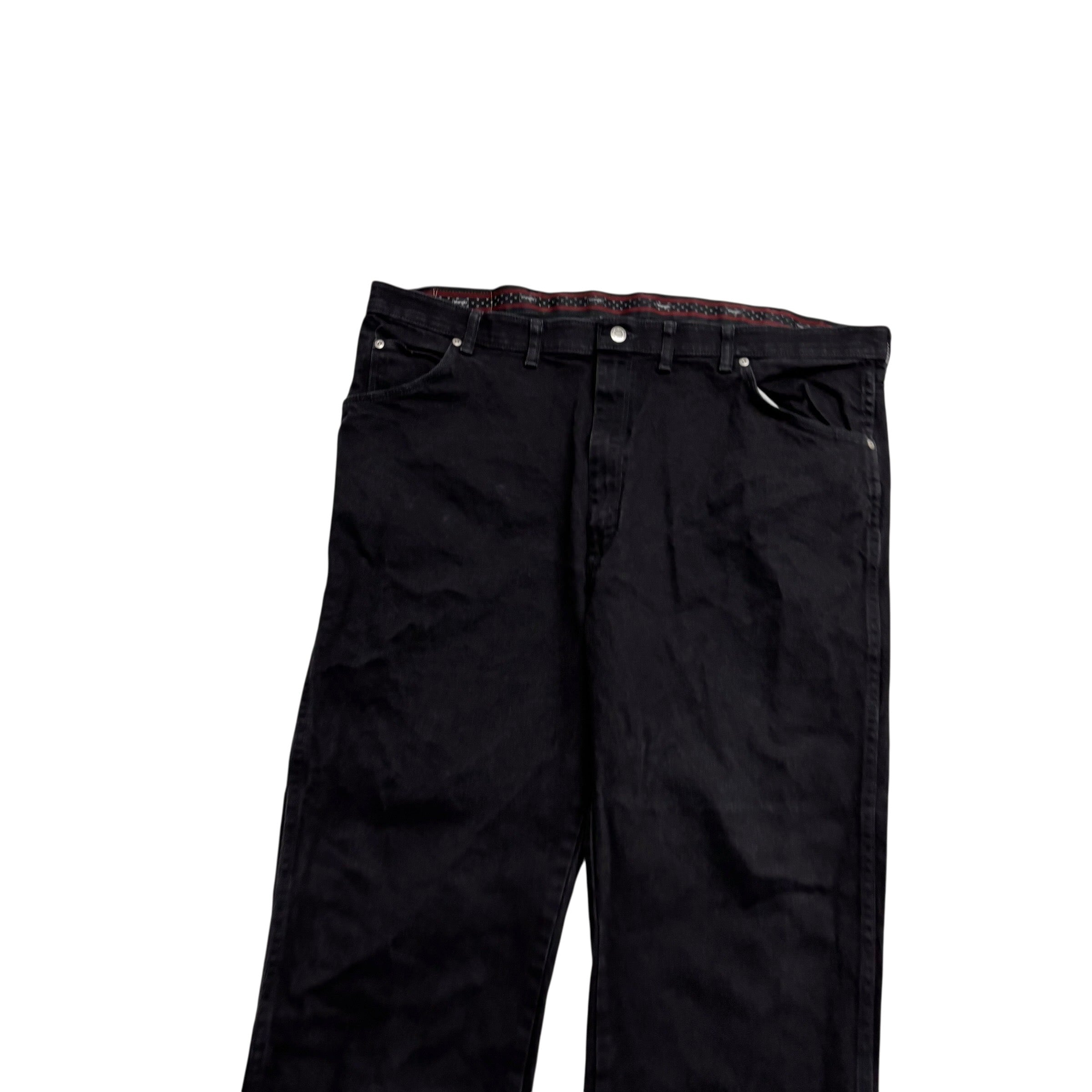 Wrangler Jeans W44 L30 Mens Black Regular Straight Fit Stretch Denim (E)