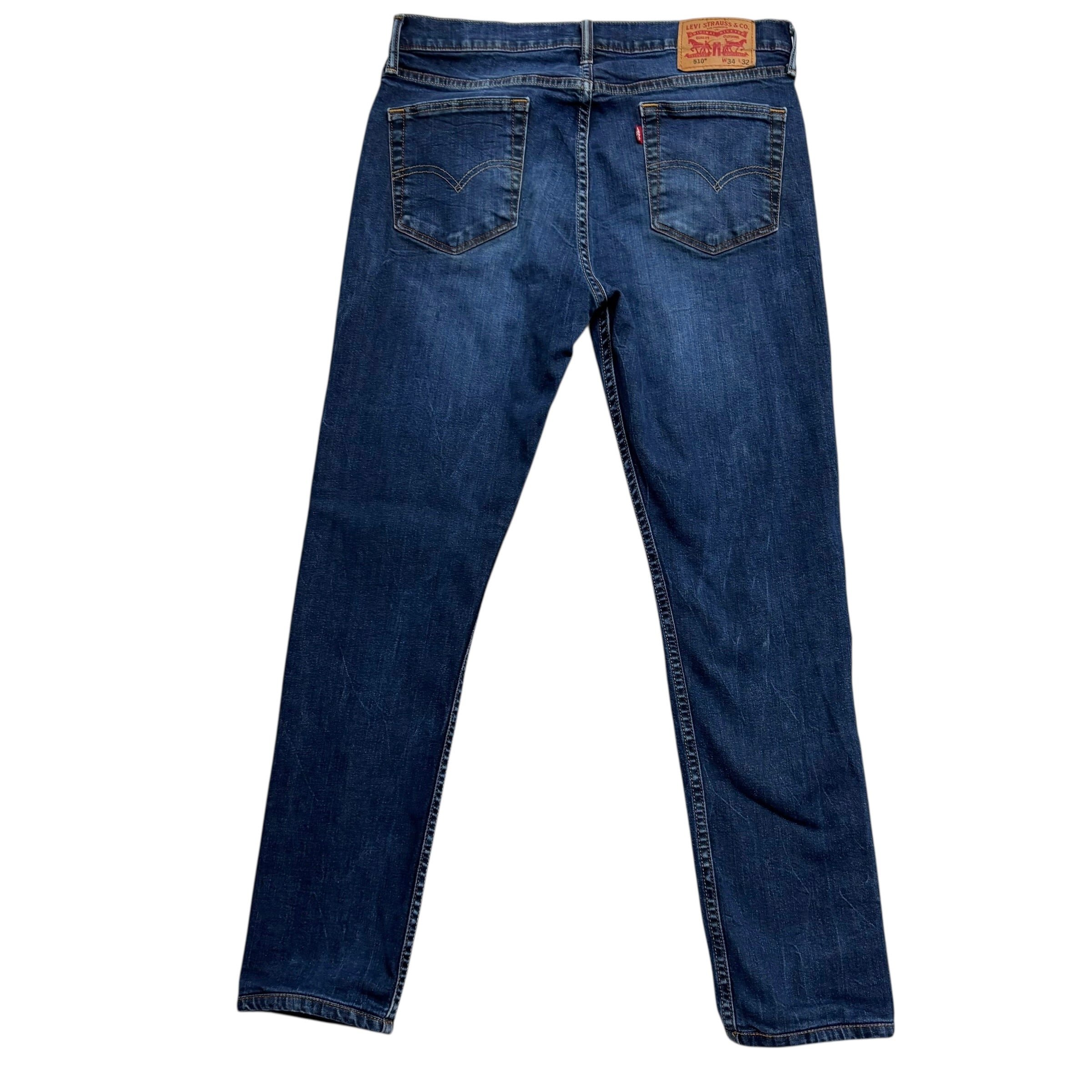 Levis 510 Jeans W34 L29 Mens Dark Blue Skinny Fit Stretch Denim (E)