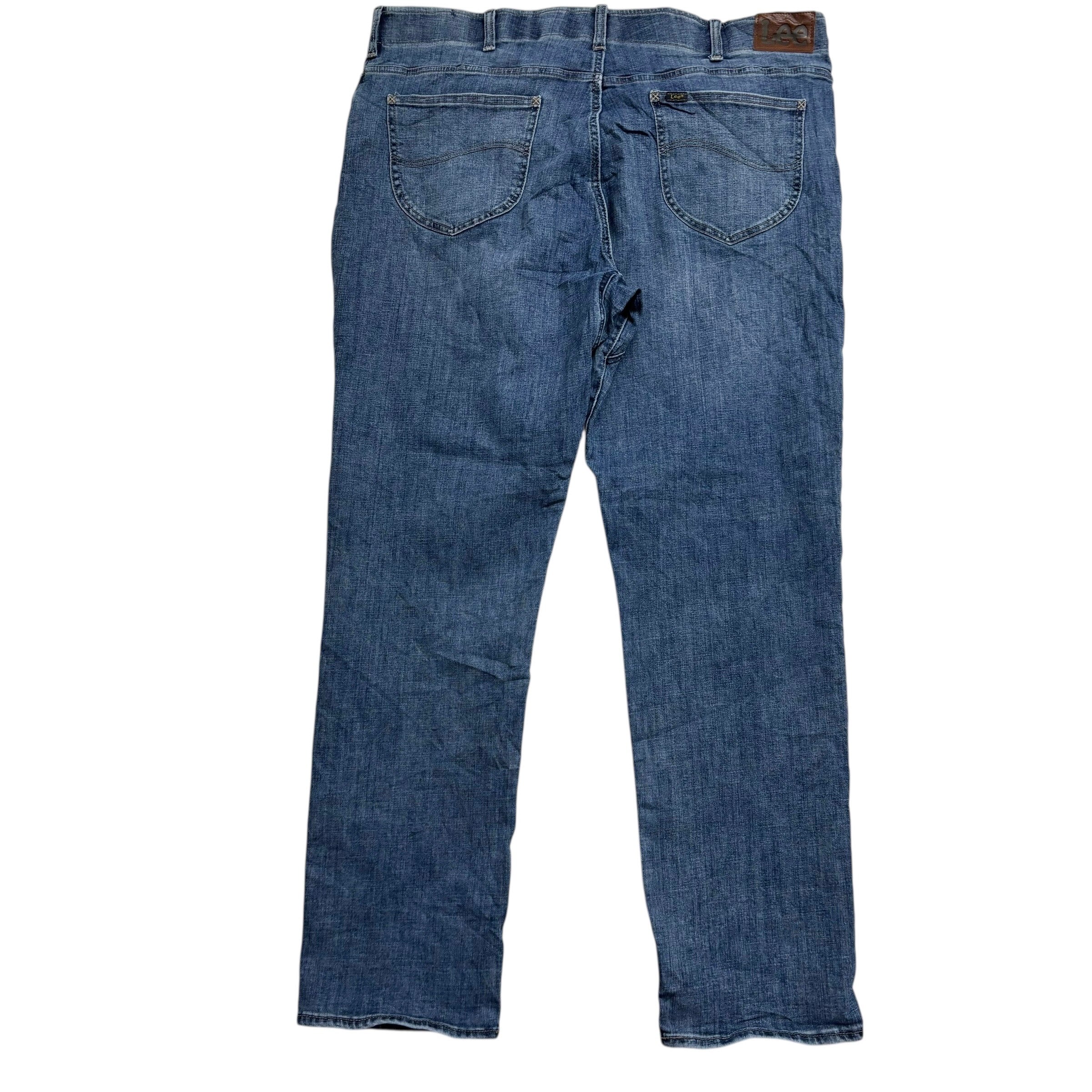 Lee Jeans W44 L34 Mens Mid Blue Regular Tapered Fit Stretch Denim (E)