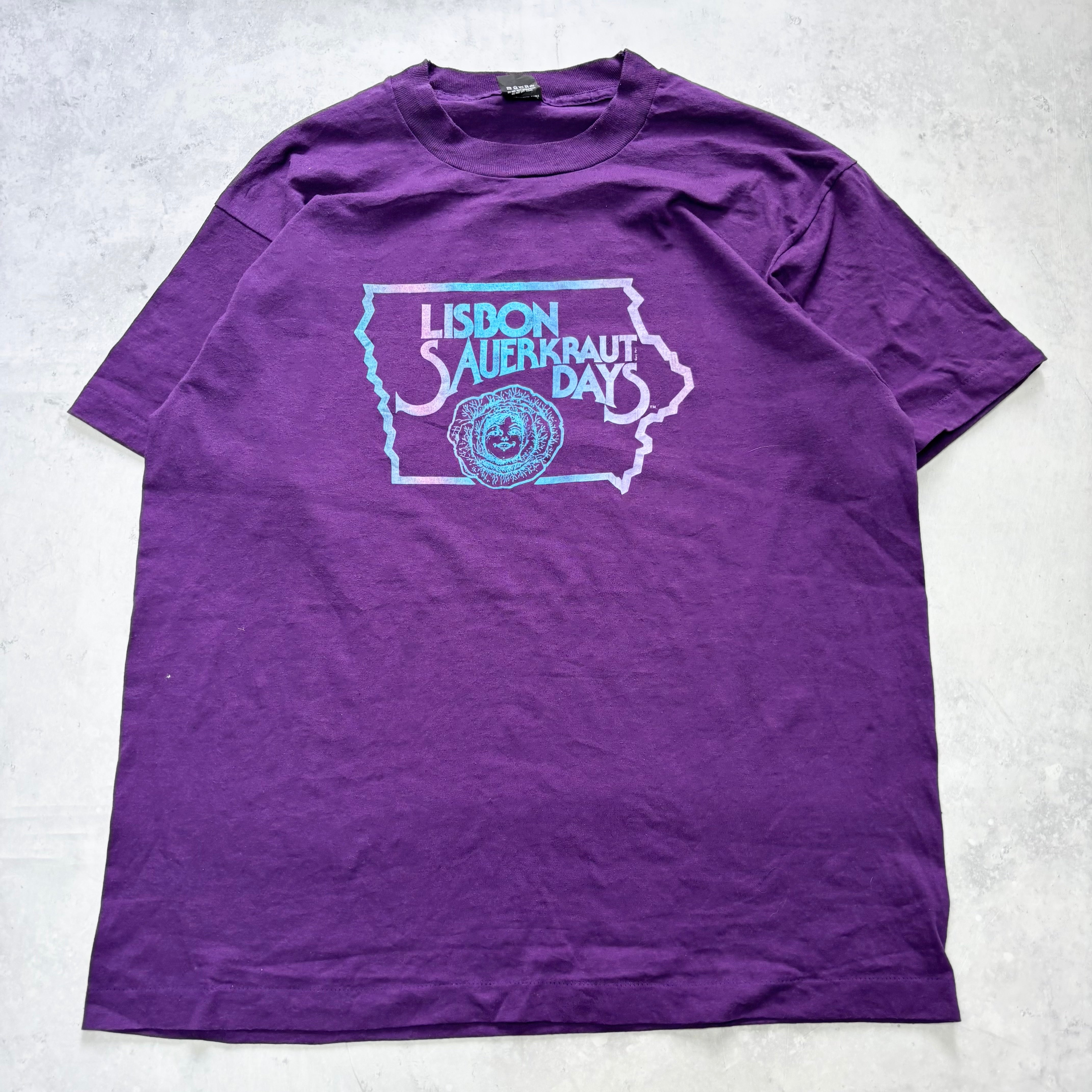 Vintage T Shirt Mens XL Purple Single Stitch Graphic Print 90s USA Tourist (E)