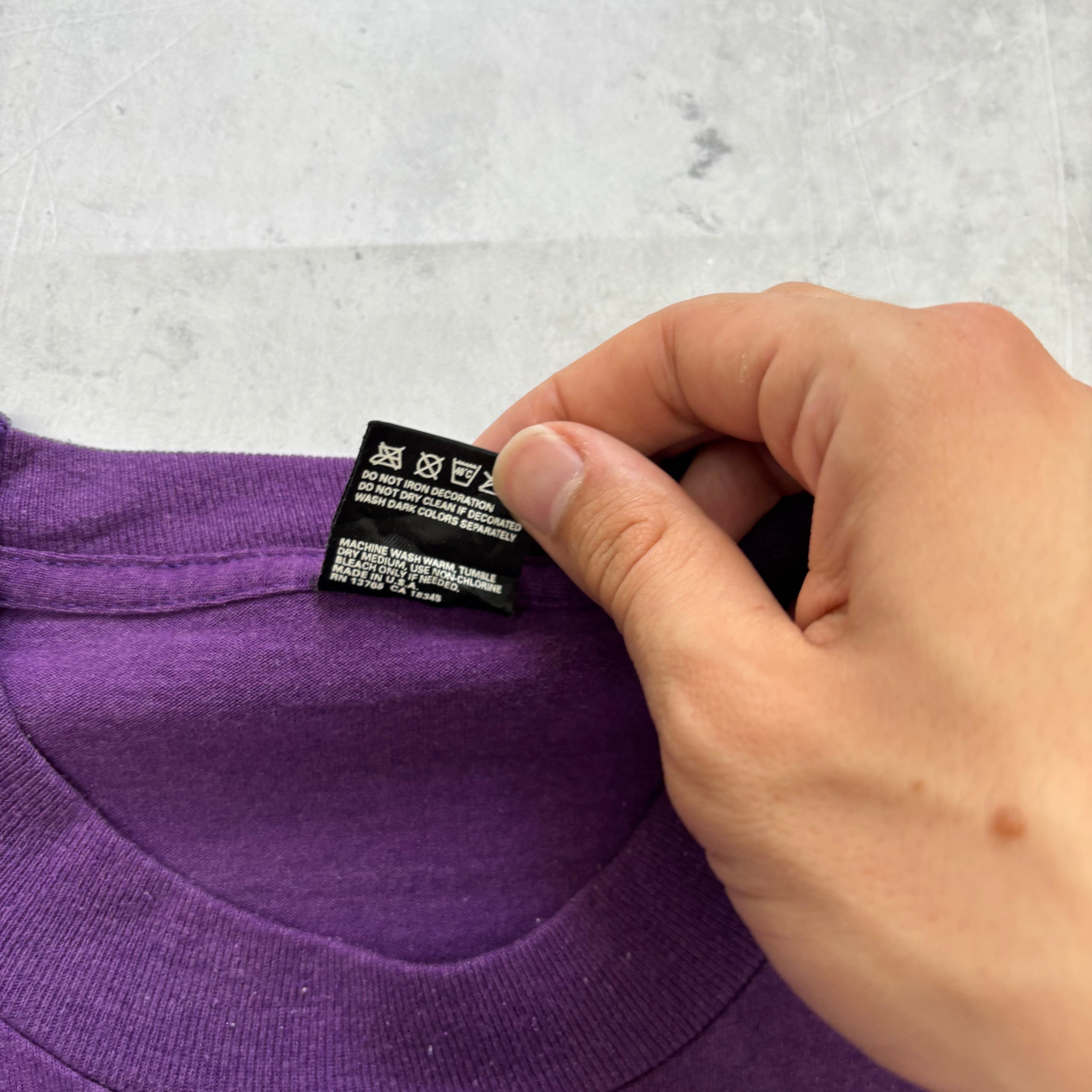 Vintage T Shirt Mens Large Purple Single Stitch Graphic Print 90s College