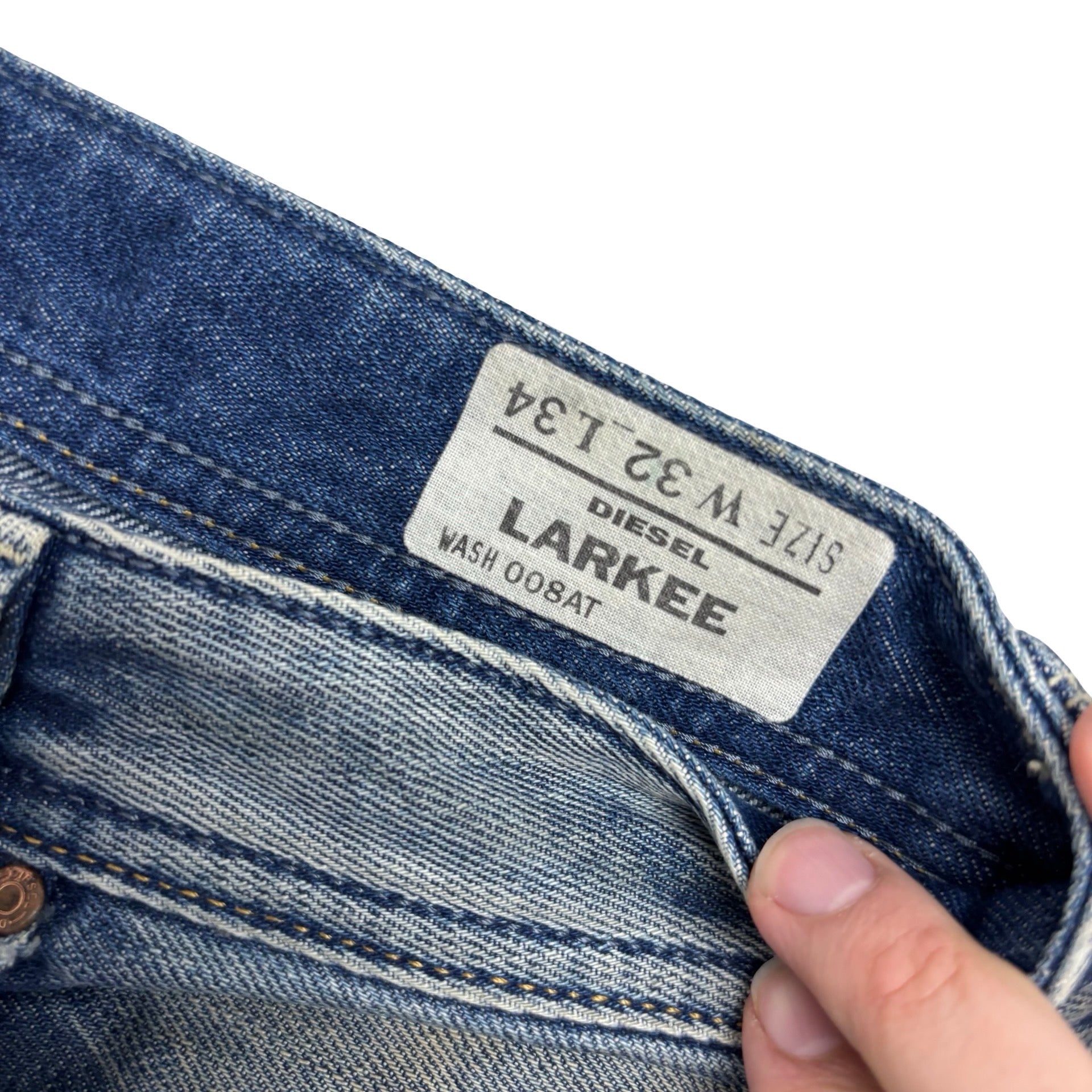 Diesel Larkee Jeans W34 L32 Mens Mid Blue Regular Straight Fit Denim