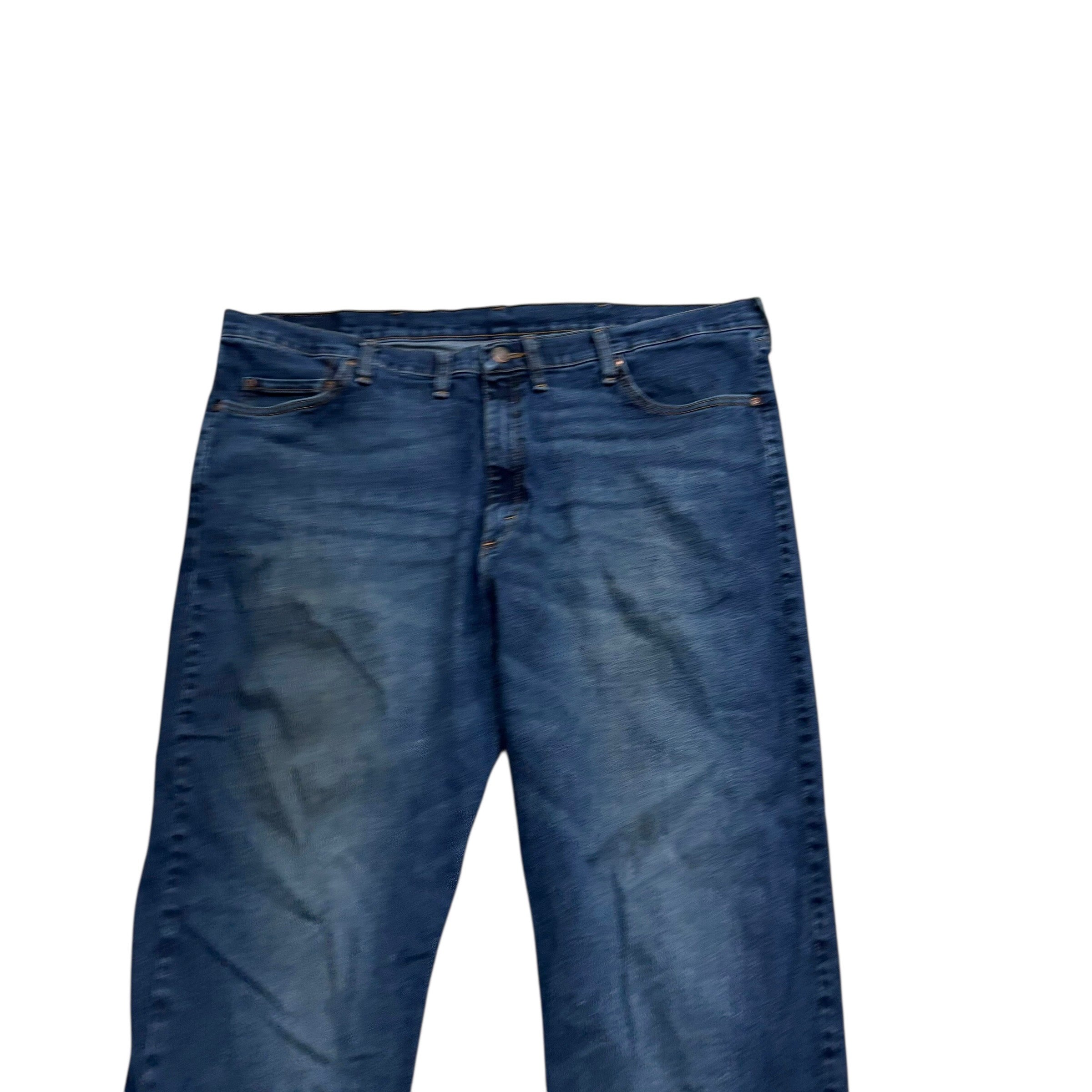 Wrangler Jeans W44 L29 Mens Dark Blue Relaxed Straight Fit Stretch Denim (F)