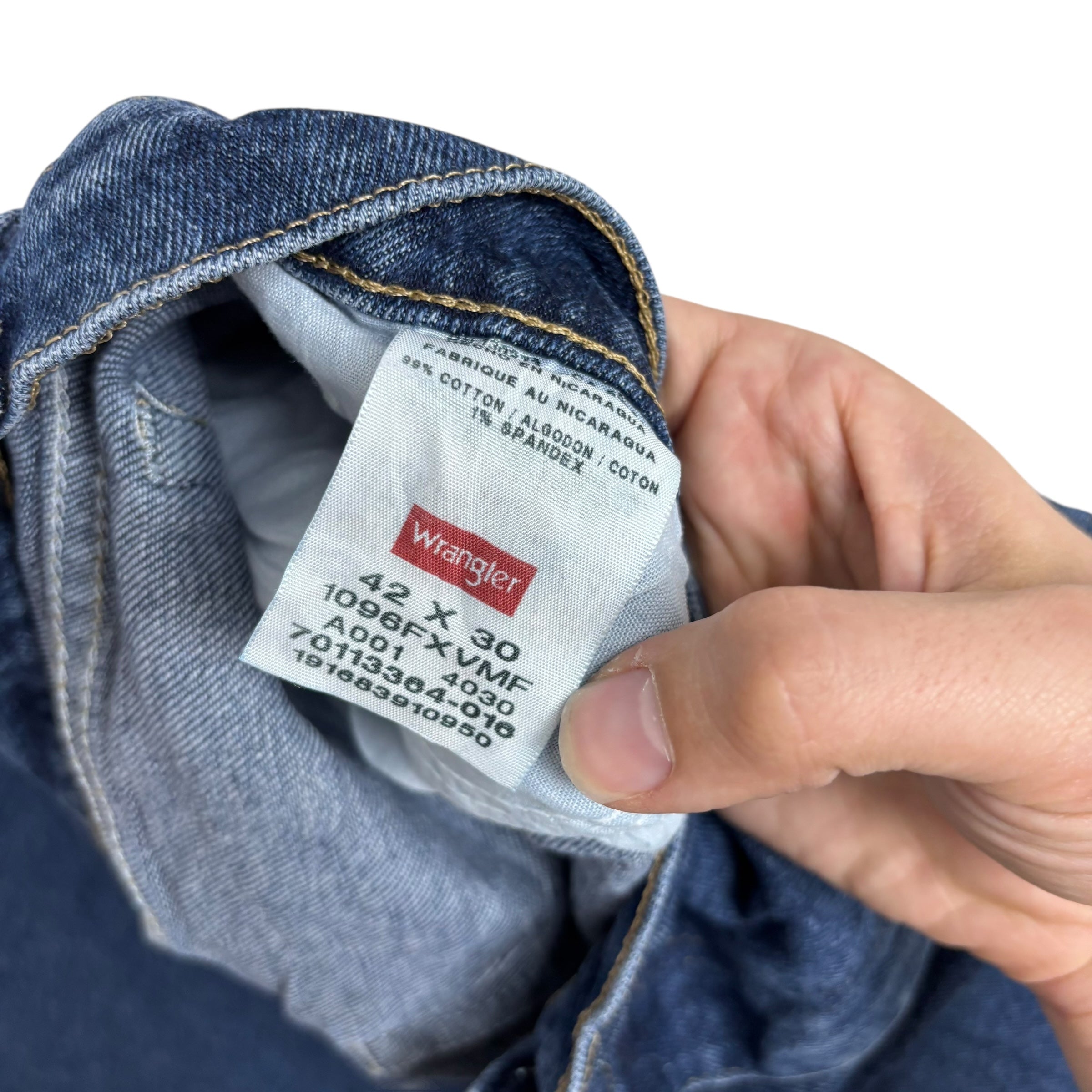 Wrangler Jeans W42 L30 Mens Mid Blue Regular Straight Fit Stretch Denim (E)