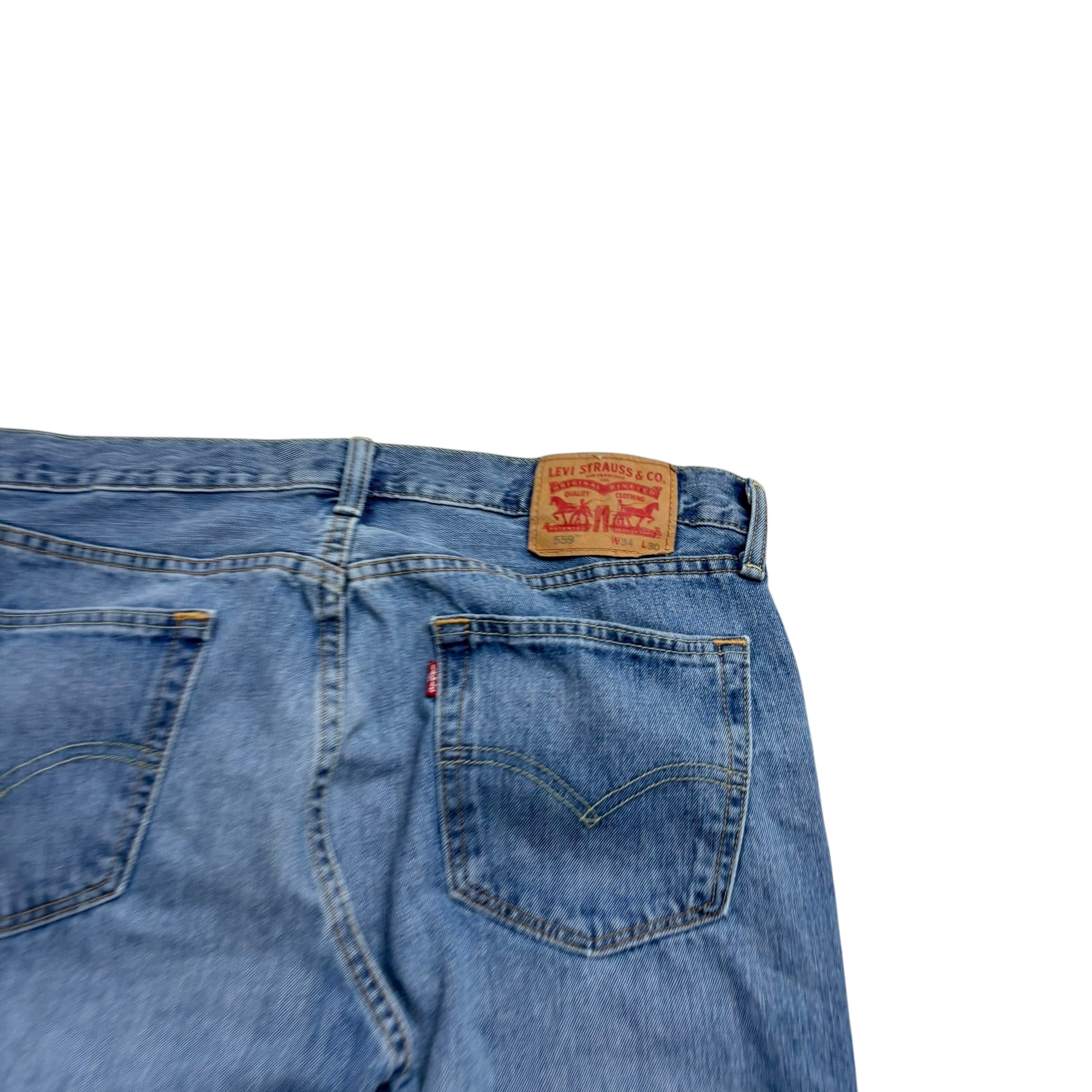 Levis 559 Jeans W34 L30 Mens Light Blue Baggy Relaxed Straight Fit Denim