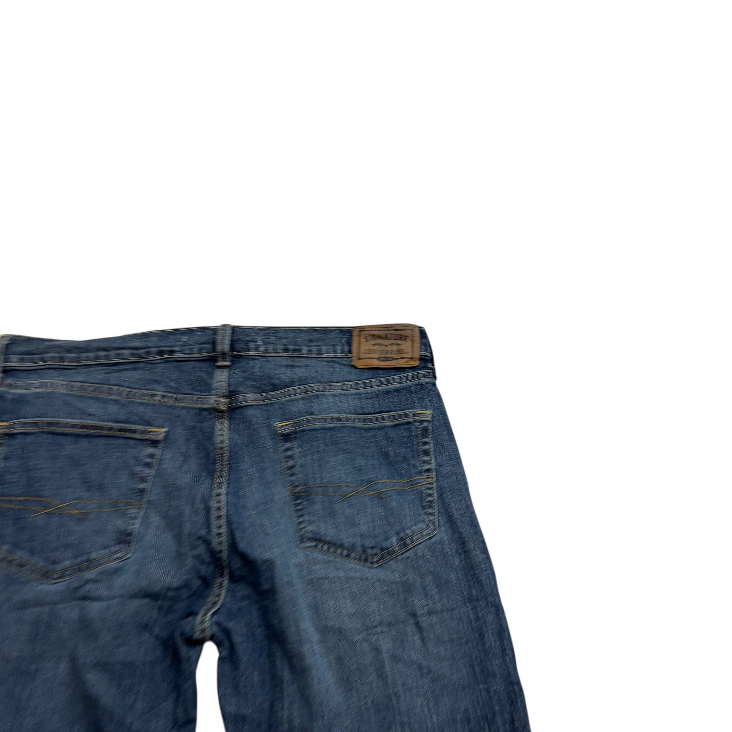 Levis Signature Jeans W36 L32 Mens Dark Blue Relaxed Straight Stretch Denim (E)