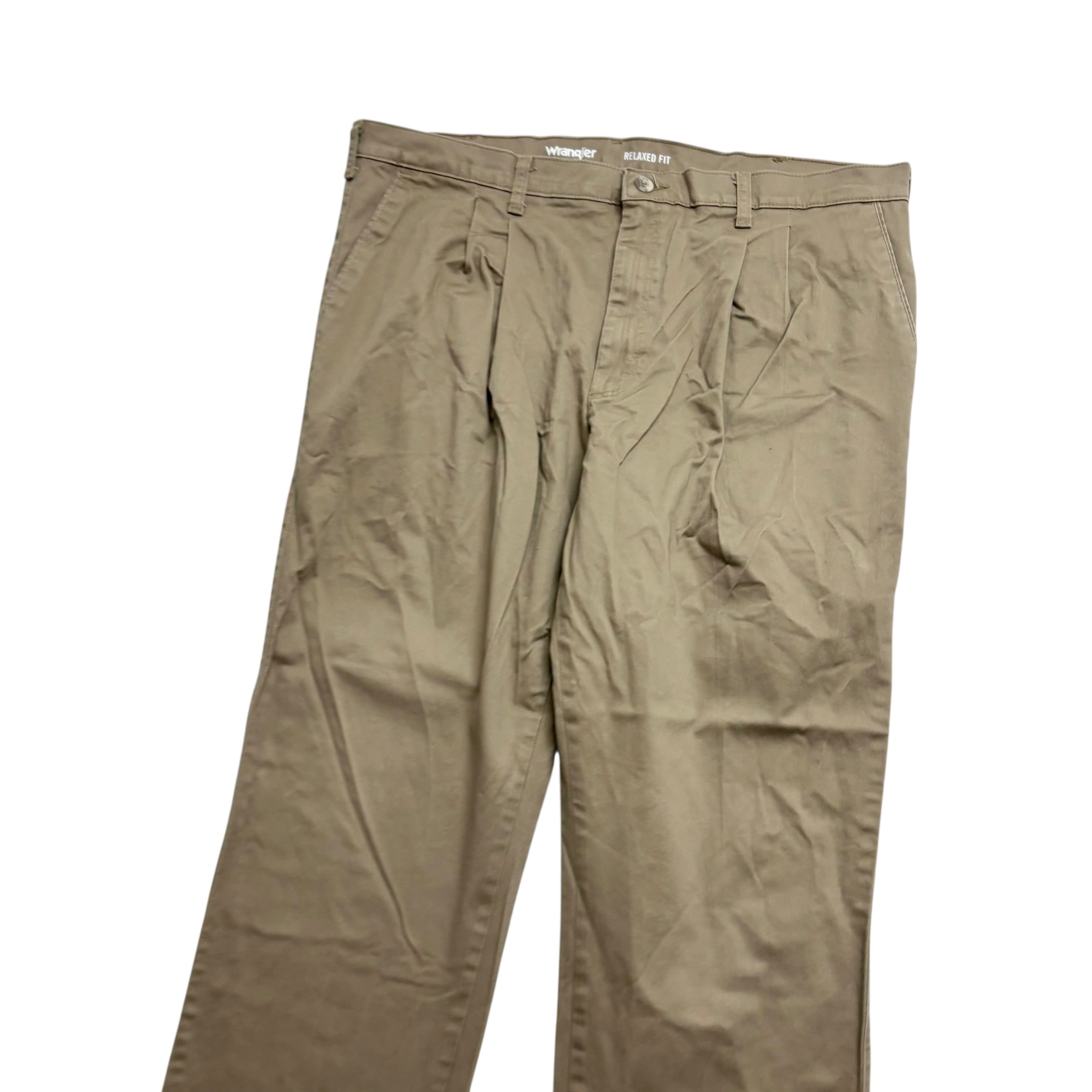 Wrangler Pleated Trousers W40 L31 Mens Beige Relaxed Straight Vintage Pants (E)