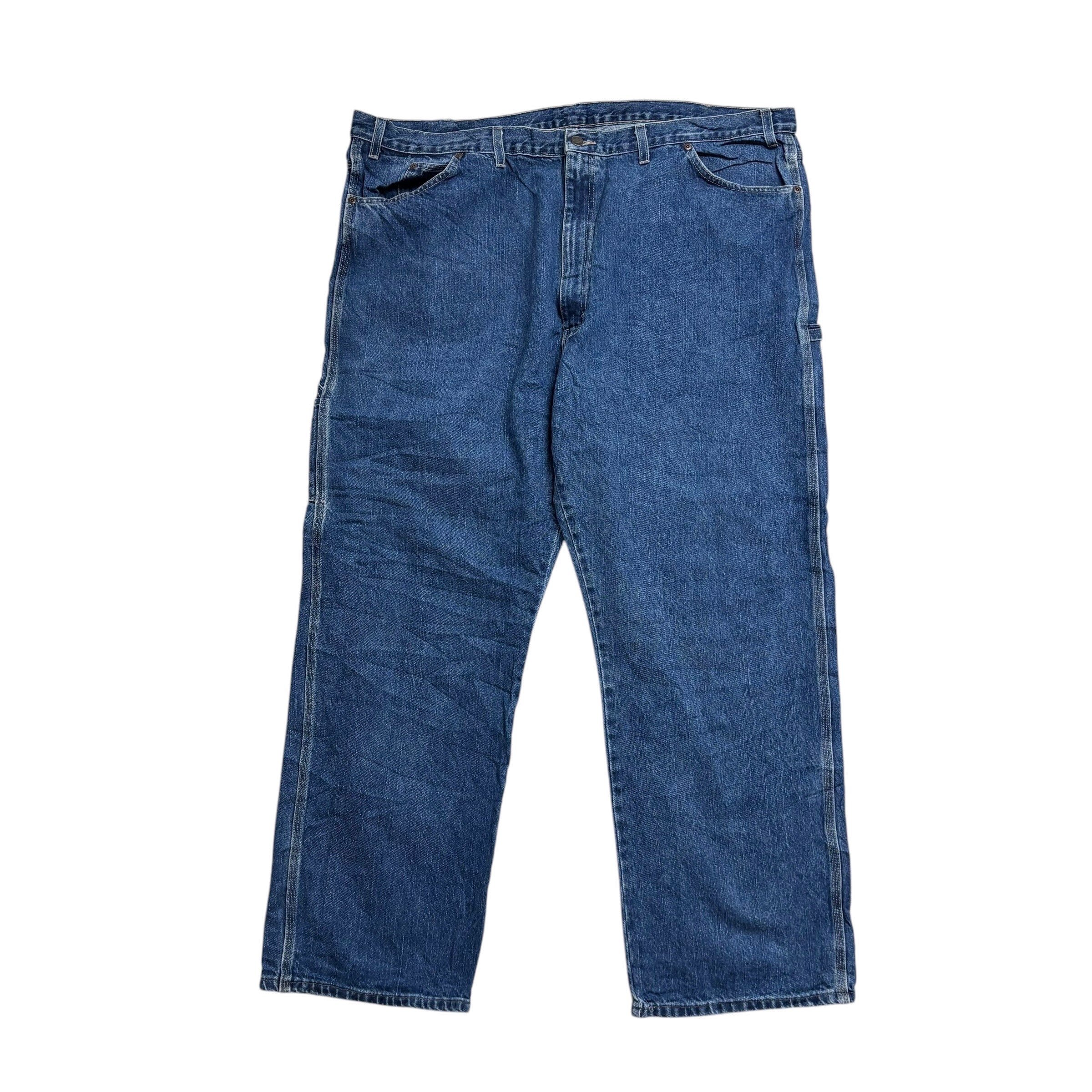 Dickies Carpenter Jeans W48 L32 Mens Mid Blue Relaxed Straight Fit Pants (E)