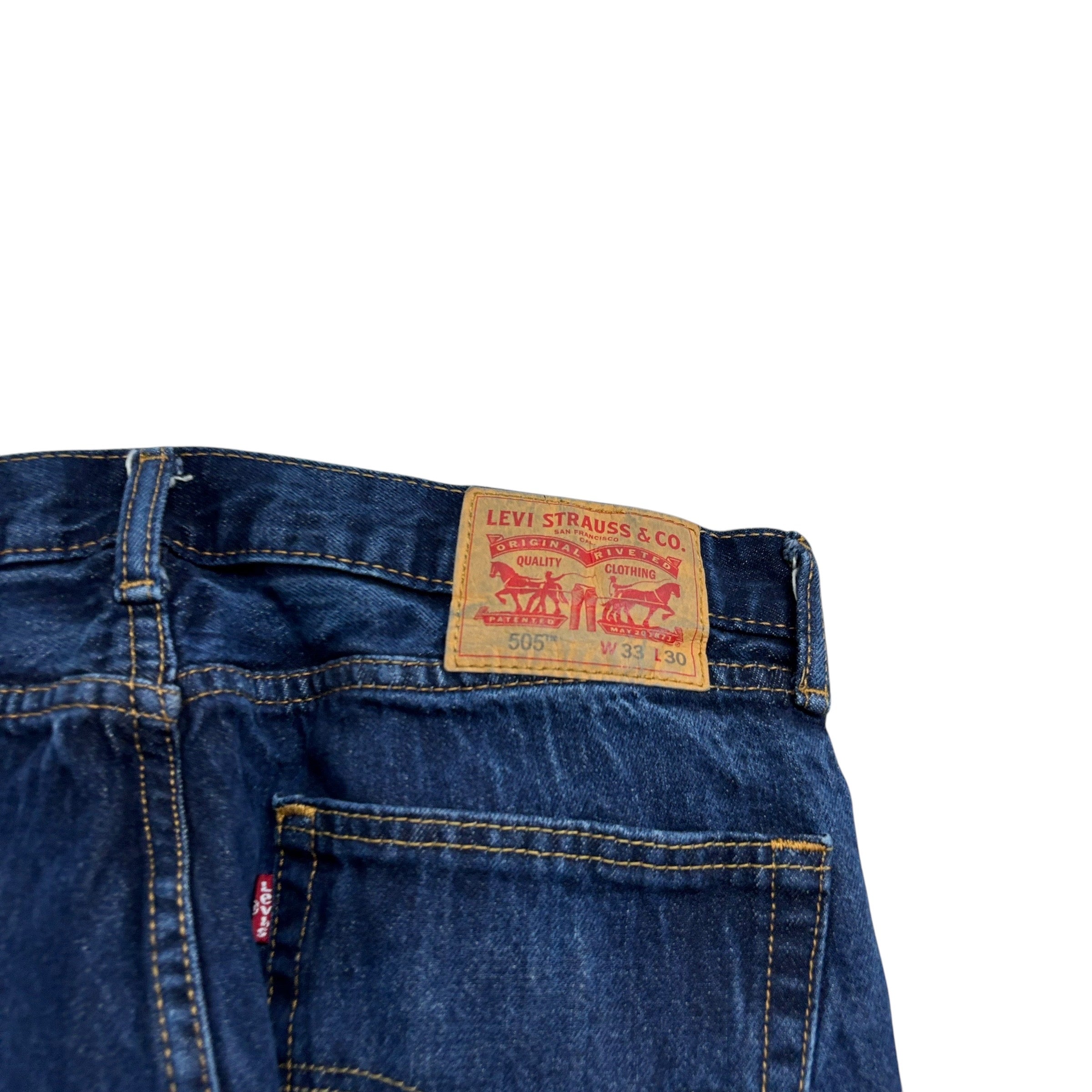 Levis 505 Jeans W33 L29 Mens Dark Blue Regular Straight Fit Denim