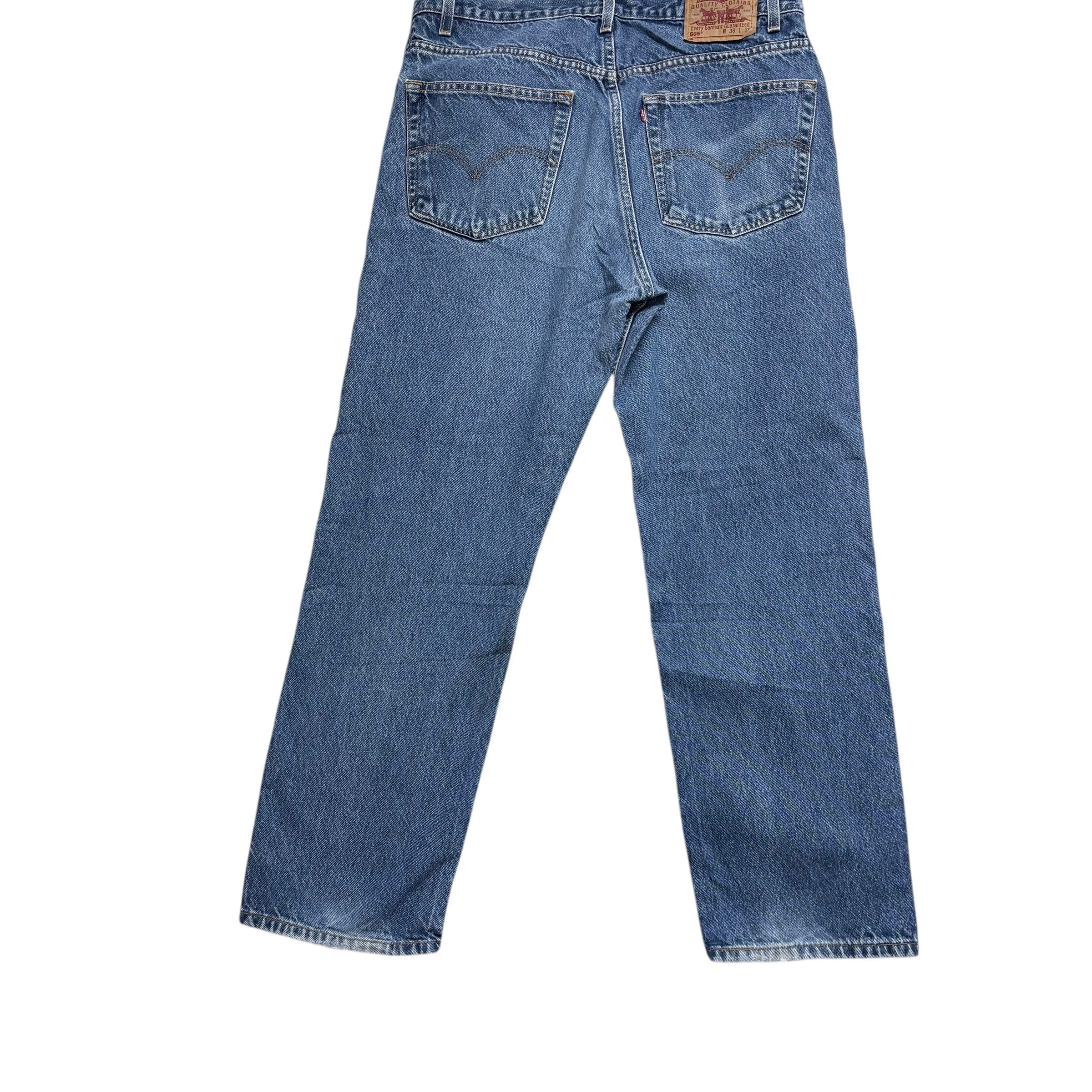 Levis 505 Jeans W36 L30 Mens Mid Blue Regular Straight Fit Vintage 90s Denim