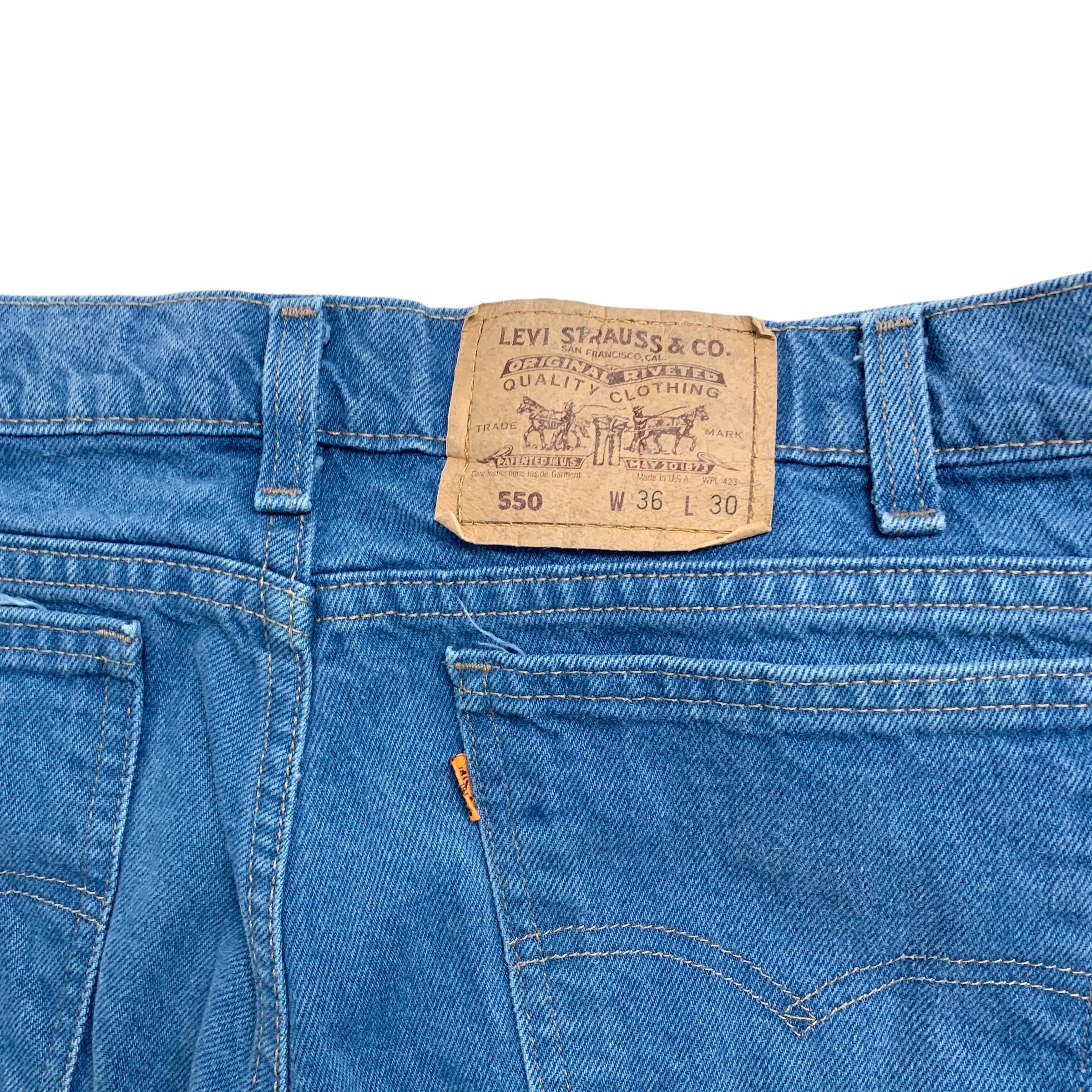 Levis 550 Jeans W34 L30 Mens Blue Relaxed Straight Orange Tab USA Made Vintage