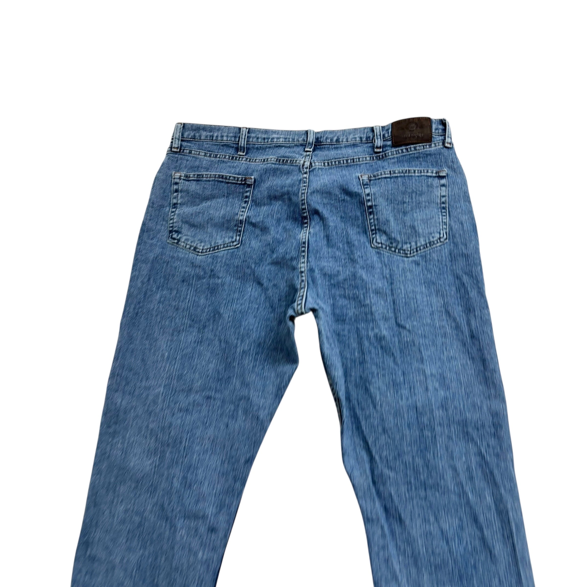 Wrangler Jeans W40 L30 Mens Mid Blue Relaxed Straight Fit Stretch Denim