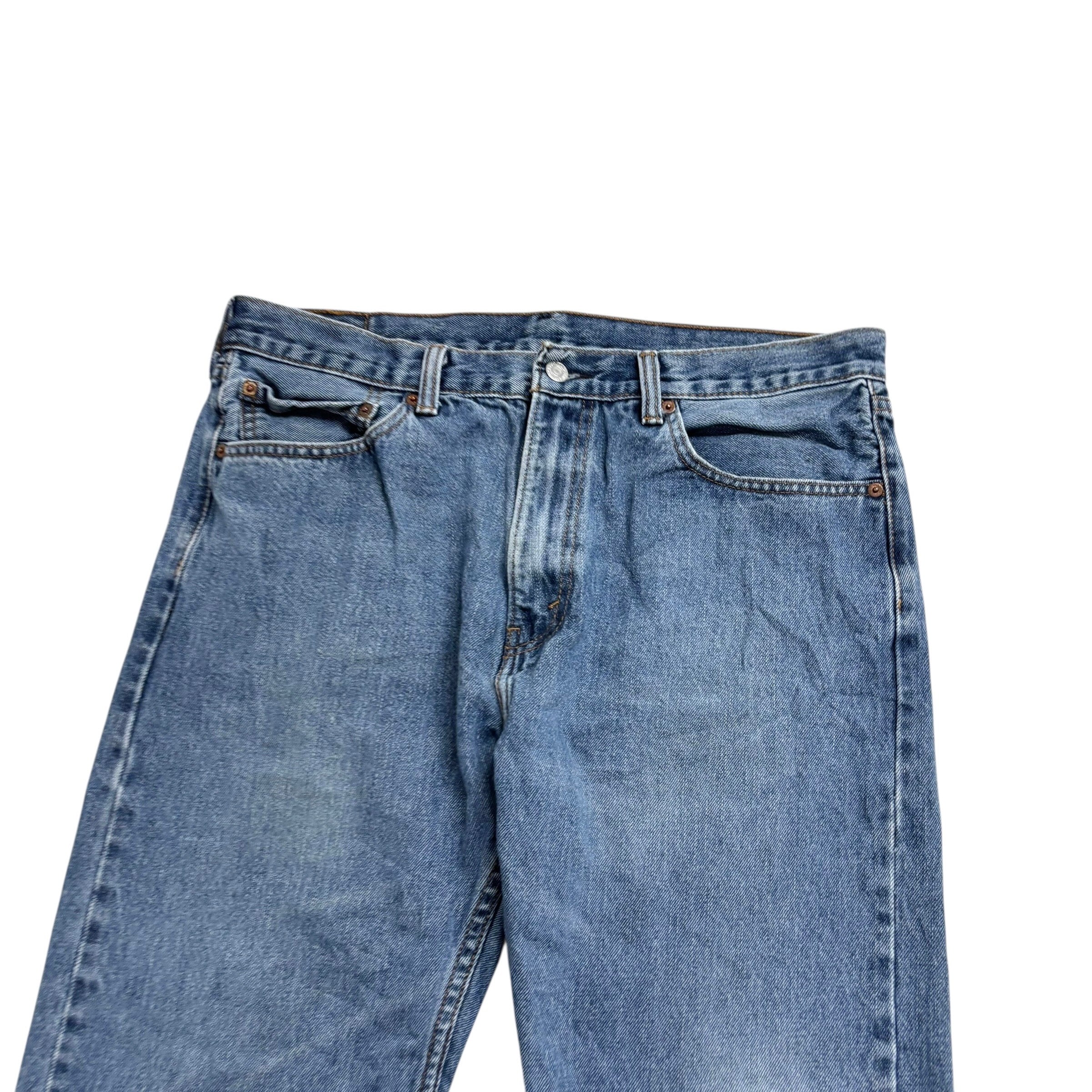 Levis 505 Jeans W36 L30 Mens Mid Blue Regular Straight Fit Vintage Denim (E)