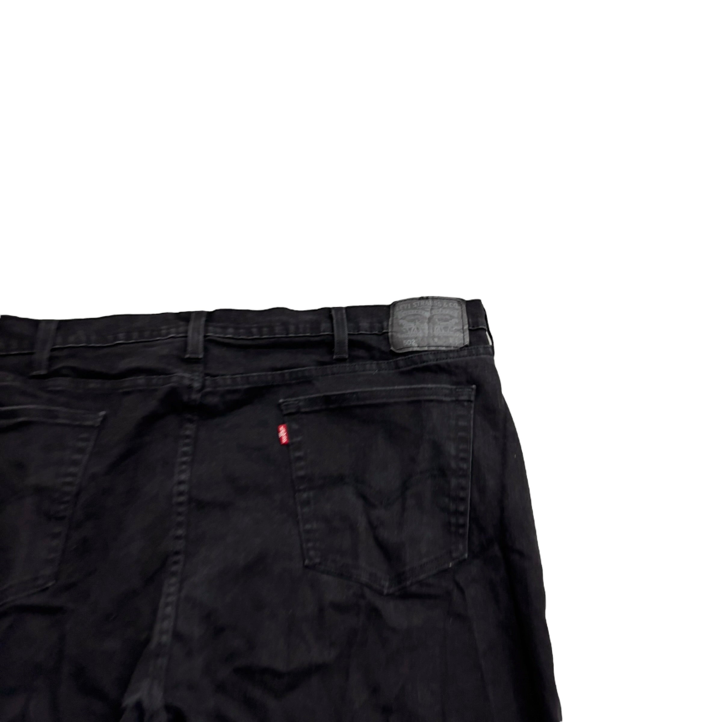 Levis 502 Jeans W48 L31 Mens Black Regular Tapered Fit Stretch Denim (E)