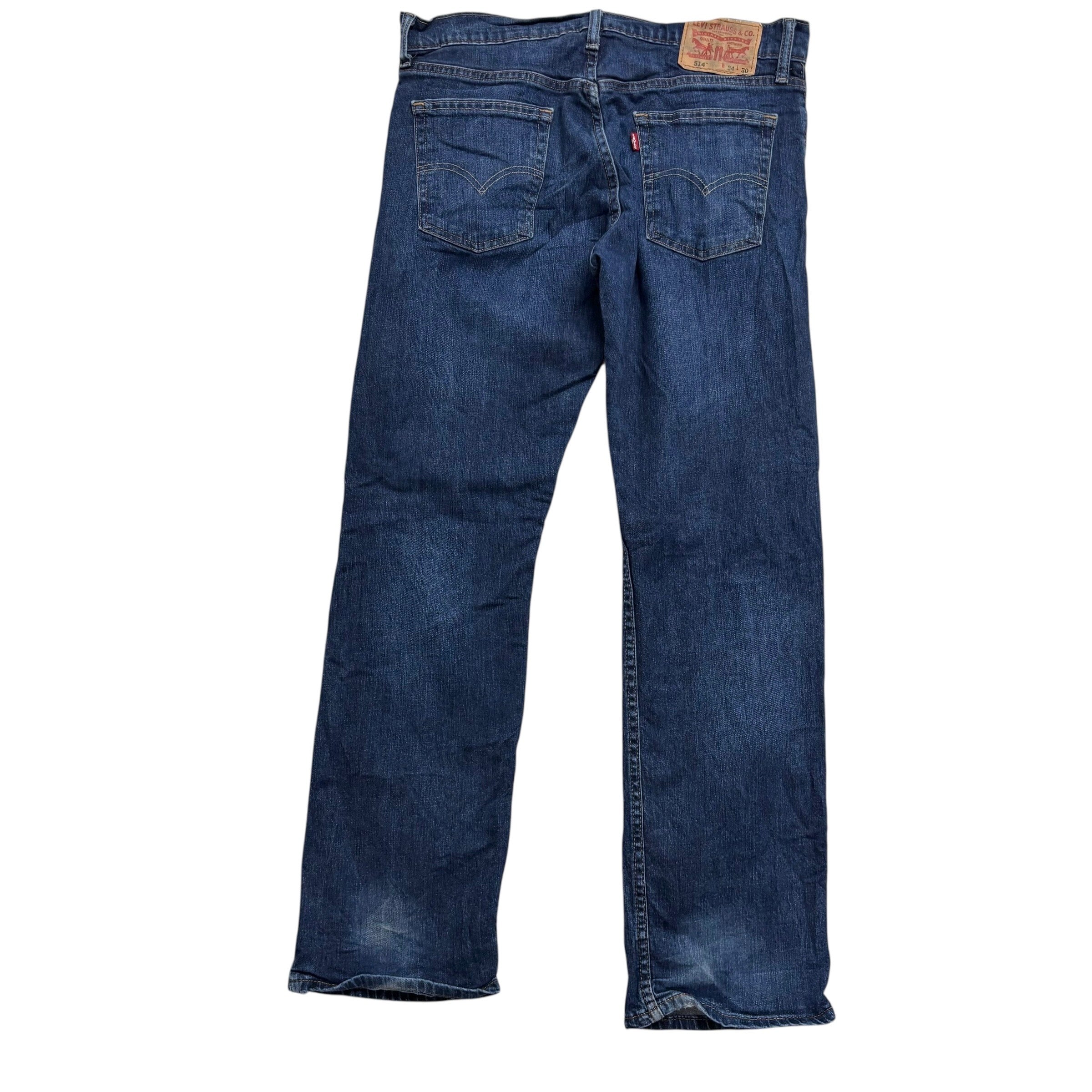 Levis 514 Jeans W34 L30 Mens Dark Blue Regular Straight Fit Stretch Denim