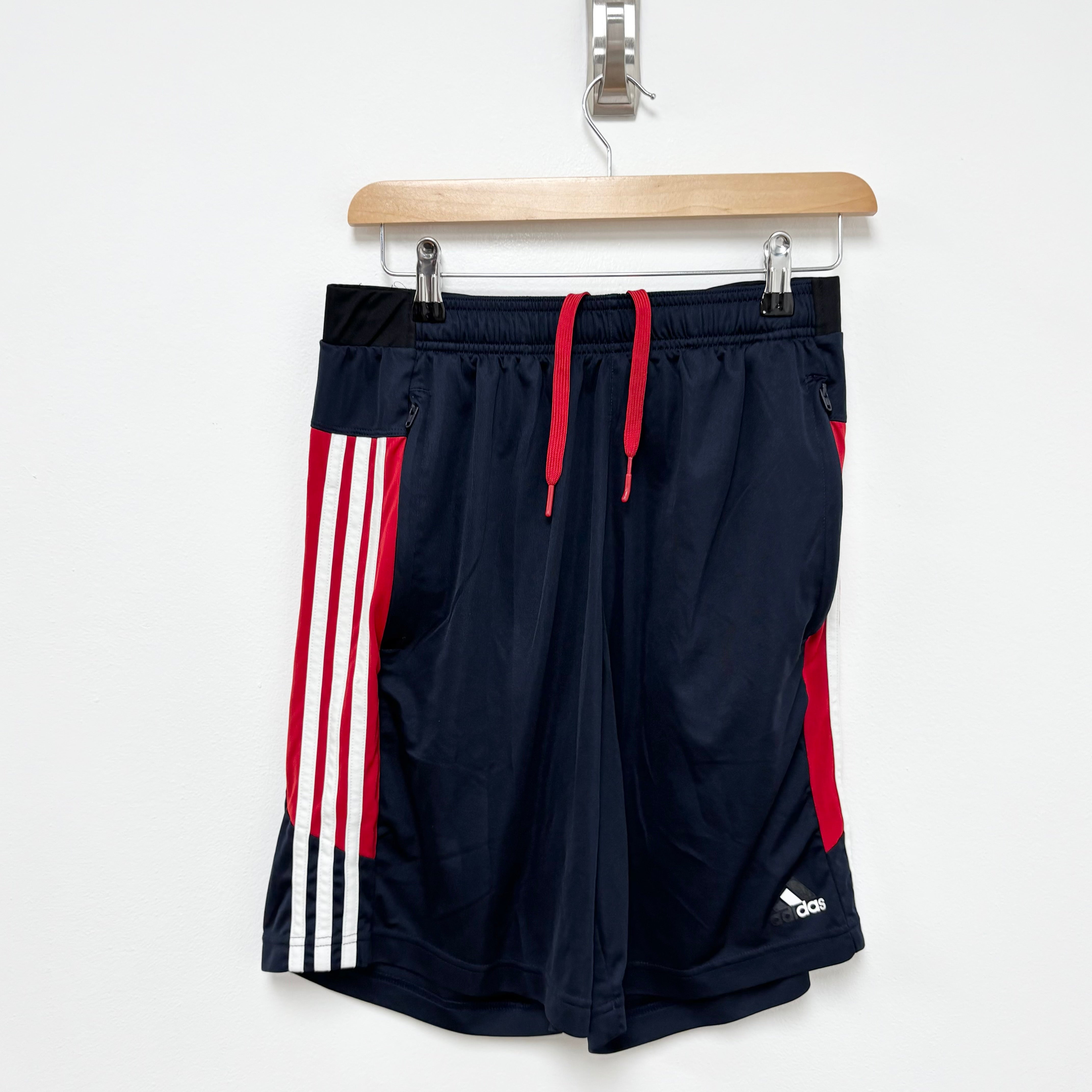 Adidas Shorts Mens Medium Navy Blue Sports Running Gym Athletic Pockets