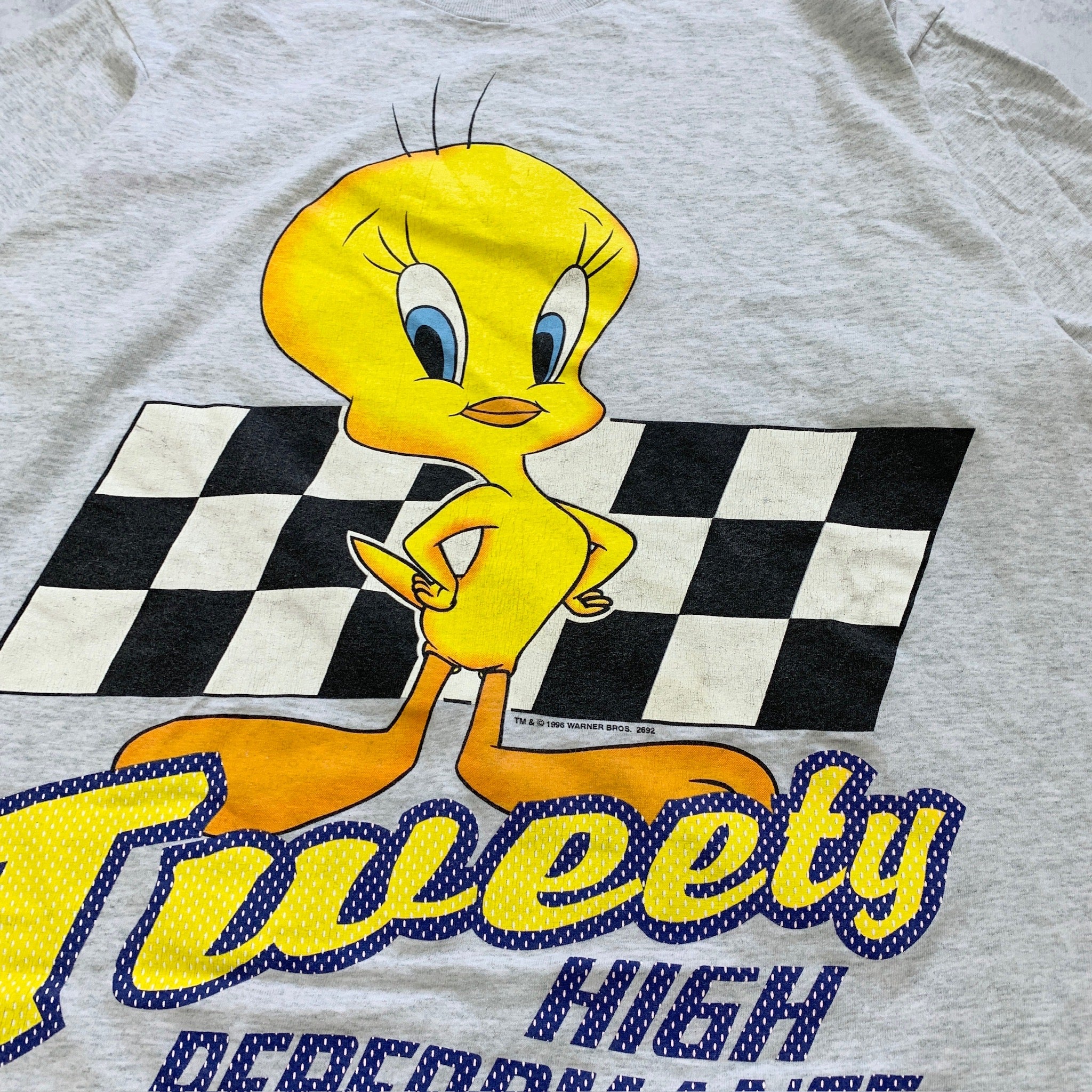 Vintage T Shirt Mens XL Grey Single Stitch Looney Tunes 90s Cartoon Graphic