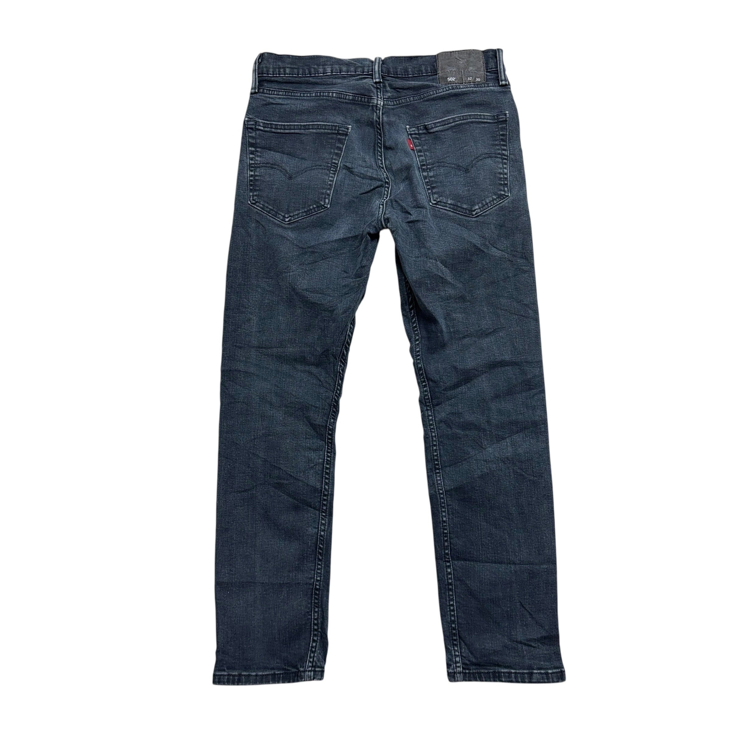 Levis 502 Jeans W32 L29 Mens Navy Blue Regular Tapered Fit Stretch Denim