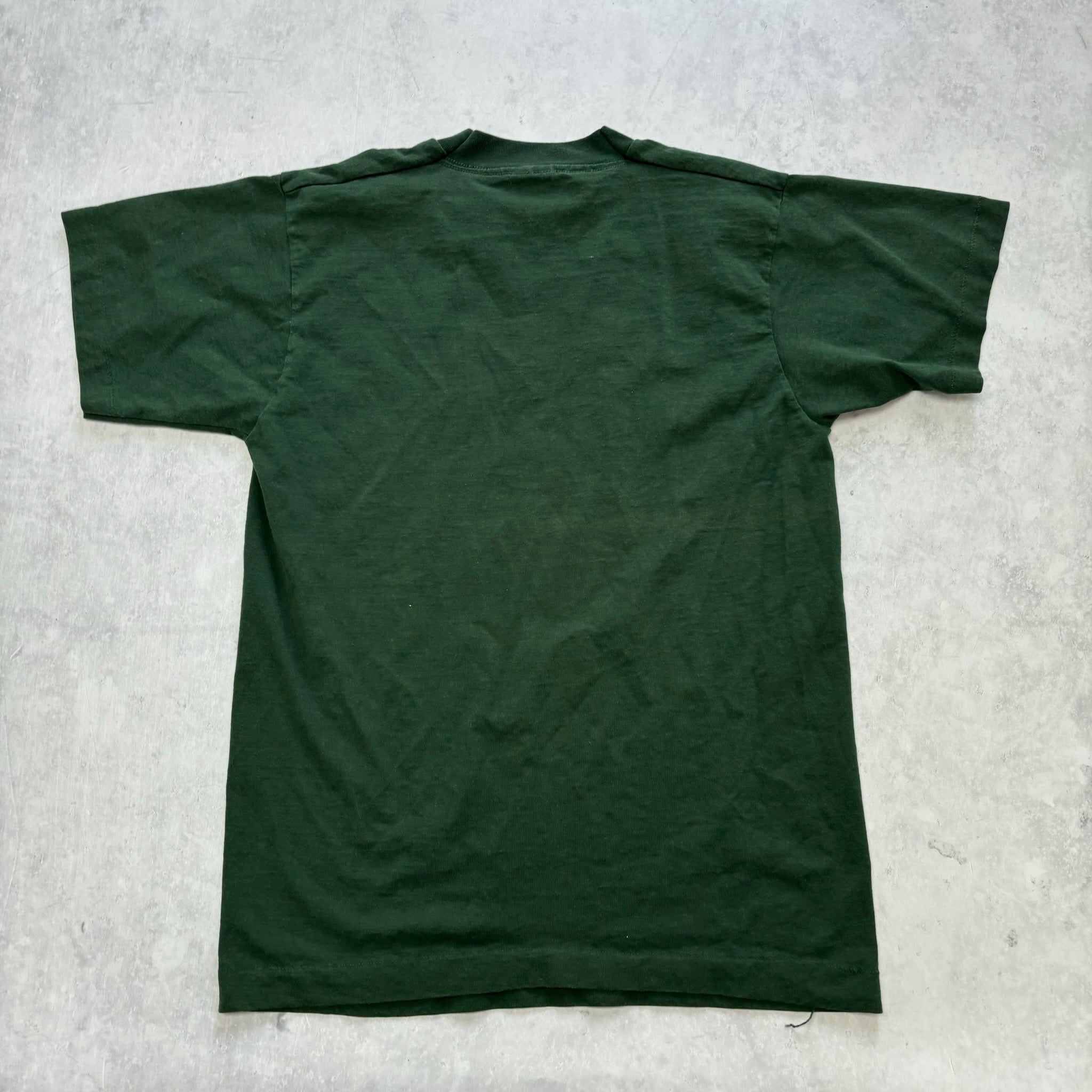 Vintage T Shirt Mens Medium Green Single Stitch Graphic Print 90s USA