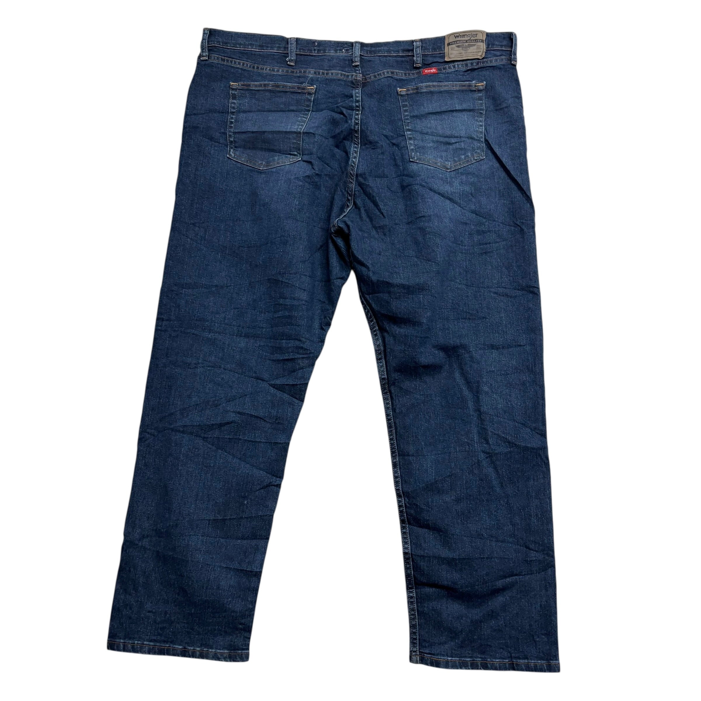 Wrangler Jeans W44 L30 Mens Dark Blue Relaxed Straight Fit Stretch Denim (E)