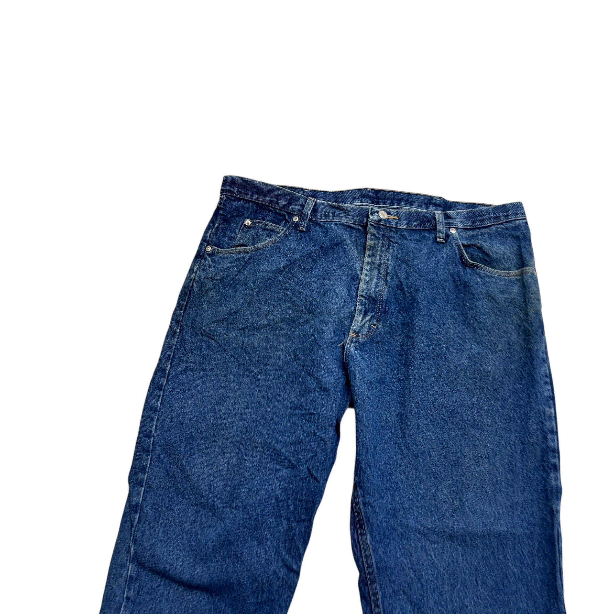 Wrangler Jeans W42 L30 Mens Mid Blue Relaxed Straight Fit Denim