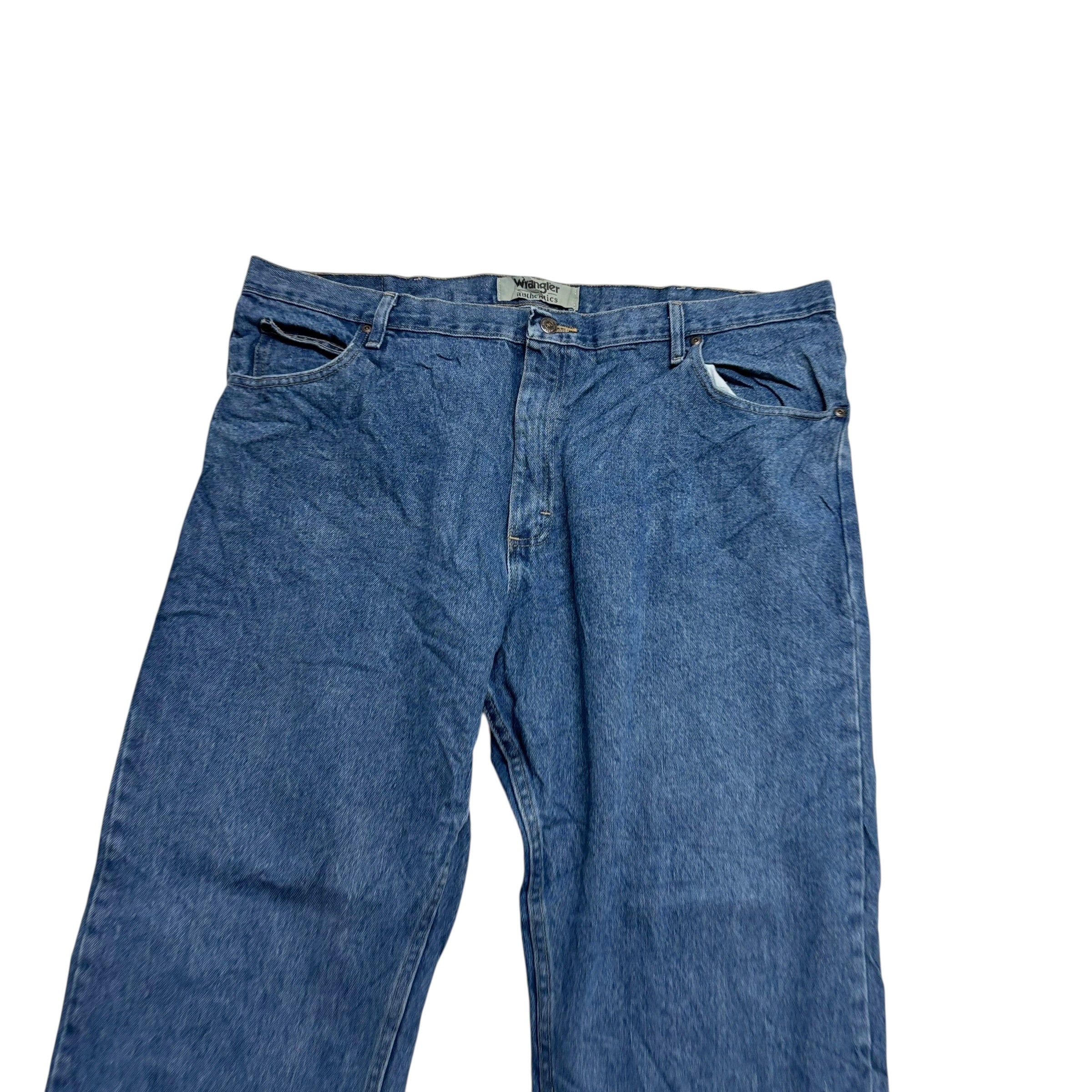 Wrangler Jeans W42 L30 Mens Mid Blue Relaxed Straight Fit Baggy Denim (E)