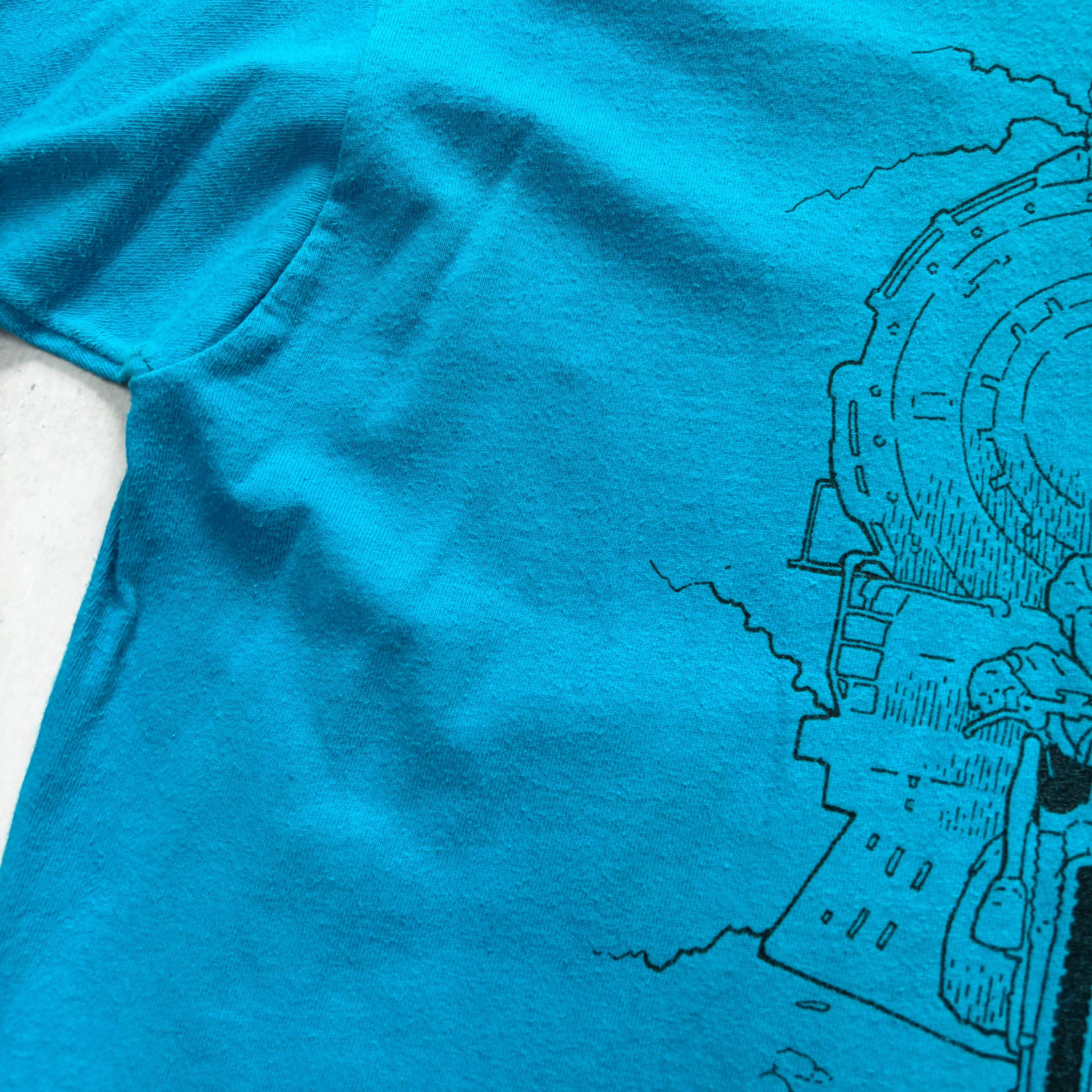 Vintage T Shirt Mens Large Blue Single Stitch Graphic Print 90s USA